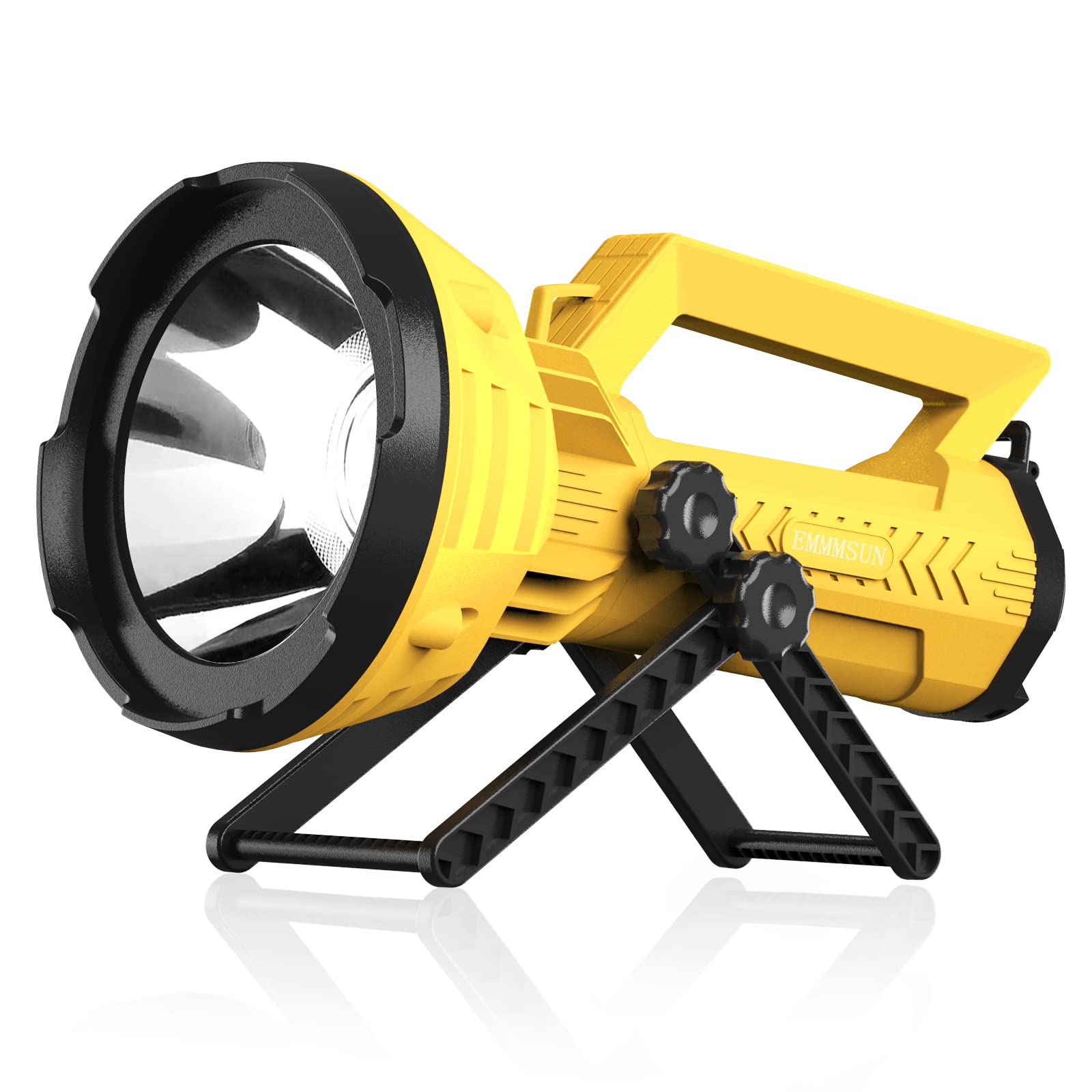 EMMMSUN 550 Yards Rechargeable Spotlight Flashlight, 12Hr Long Running Hunting Spot Light, 10000 High Lumens Searchlight，IP66 Waterproof Handheld Spotlight with Adjustable Stand&Red Lens…