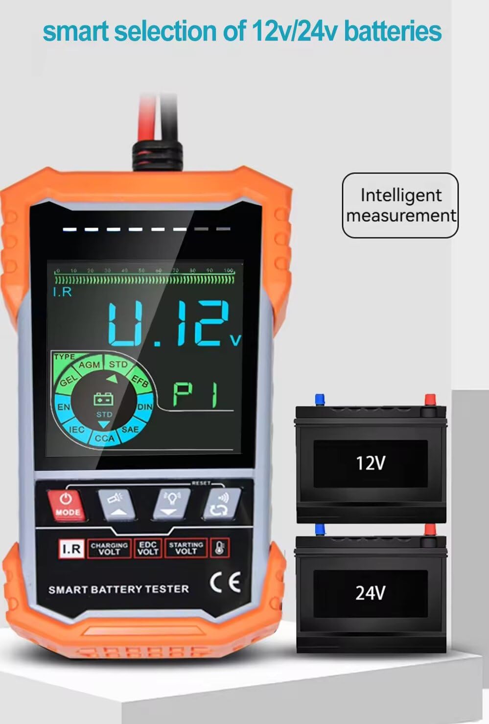 i-POOK PK59A/B Factory Direct 12V / 24V Batteria CCA Analizzatore Digitale Tester Batteria Automobile Smart Batteria Tester Smart Batteria (PK59A)
