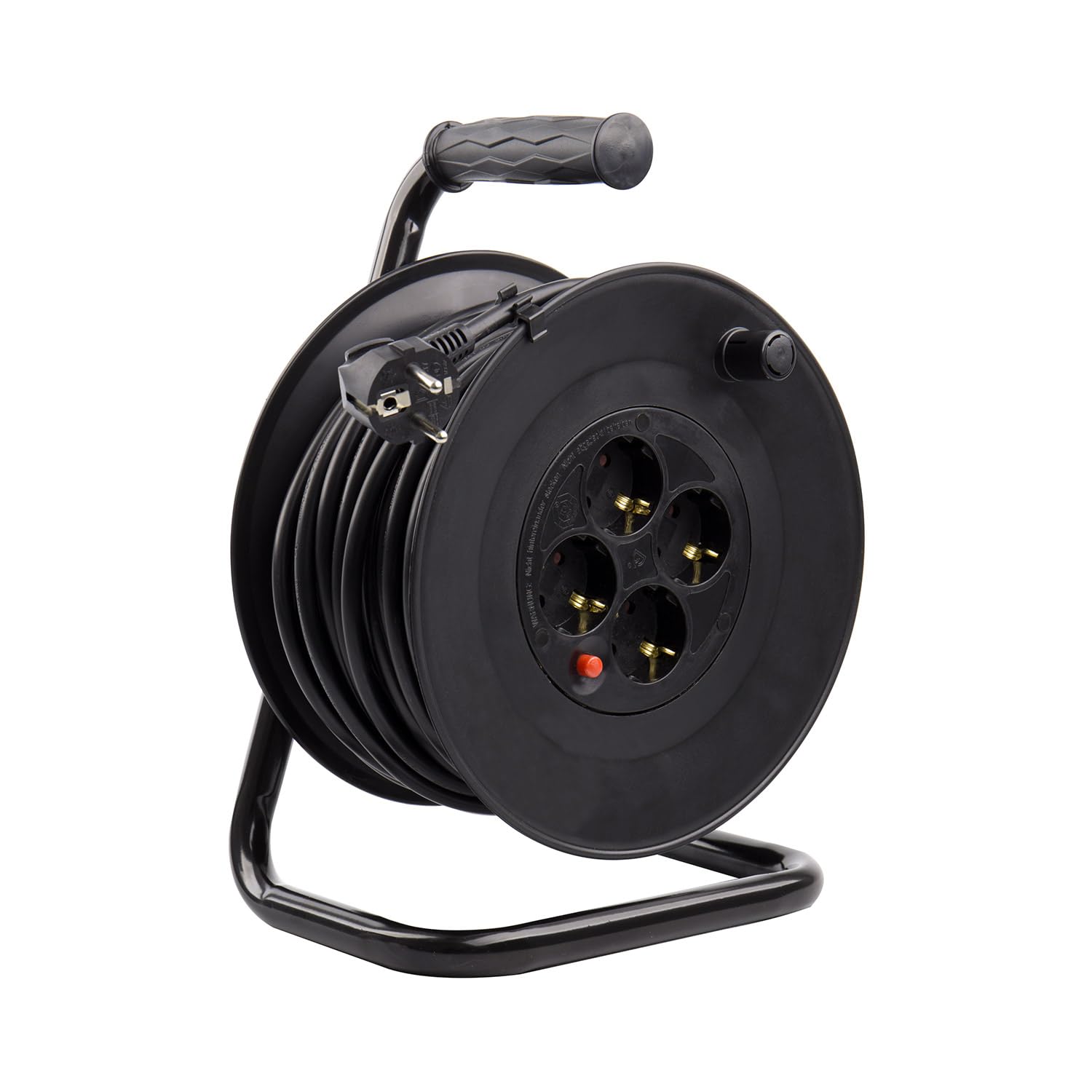 LEDKIA Carrete Alargador de Cable 50m 3x1.5mm con sistema Anti-Twist Negro