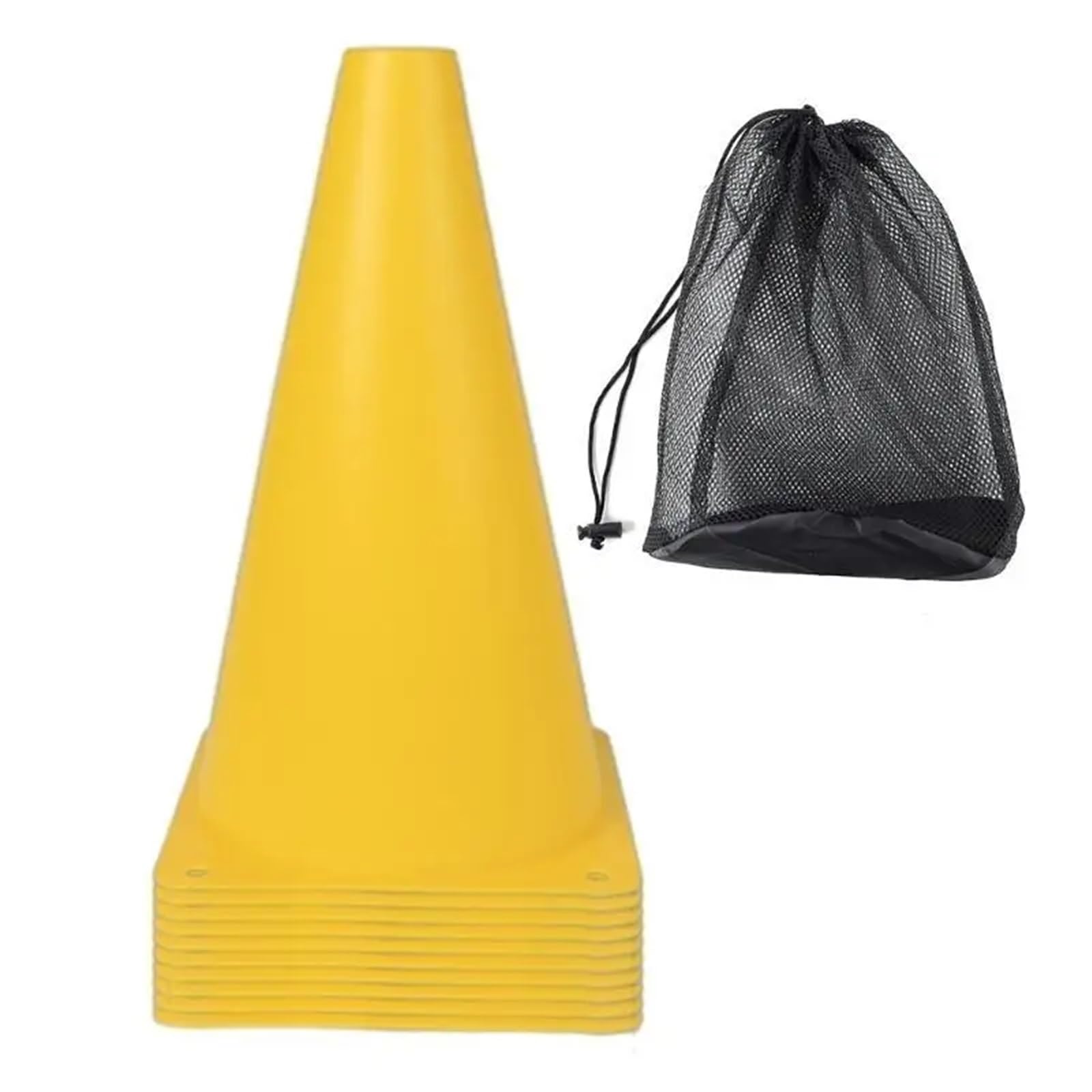 Pachołki sportowe 10 szt. Plastikowy znacznik treningowy do piłki nożnej Wiadro z przeszkodami gry w piłkę nożną gier halowych na świeżym powietrzu(Yellow)