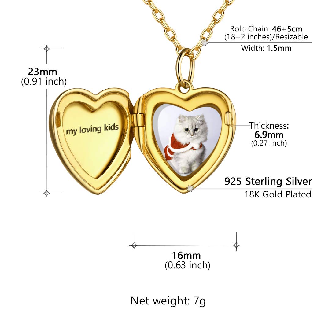 PROSILVER Medaillon aufklappbar mit Kette personalisiert Herz/Oval/Runde Anhänger Halskette Foto Bilder Amulett zum Öffnen 925 Silber/18k vergoldet Souvenir Schmuck für Frauen Mutter Tochter