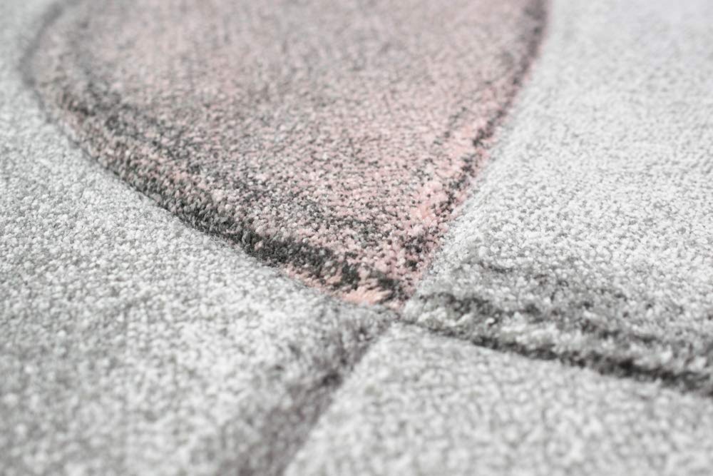CARPETIA Tapis Moderne Tapis Salon Vagues Rose Gris Pastel Größe 140x200 cm