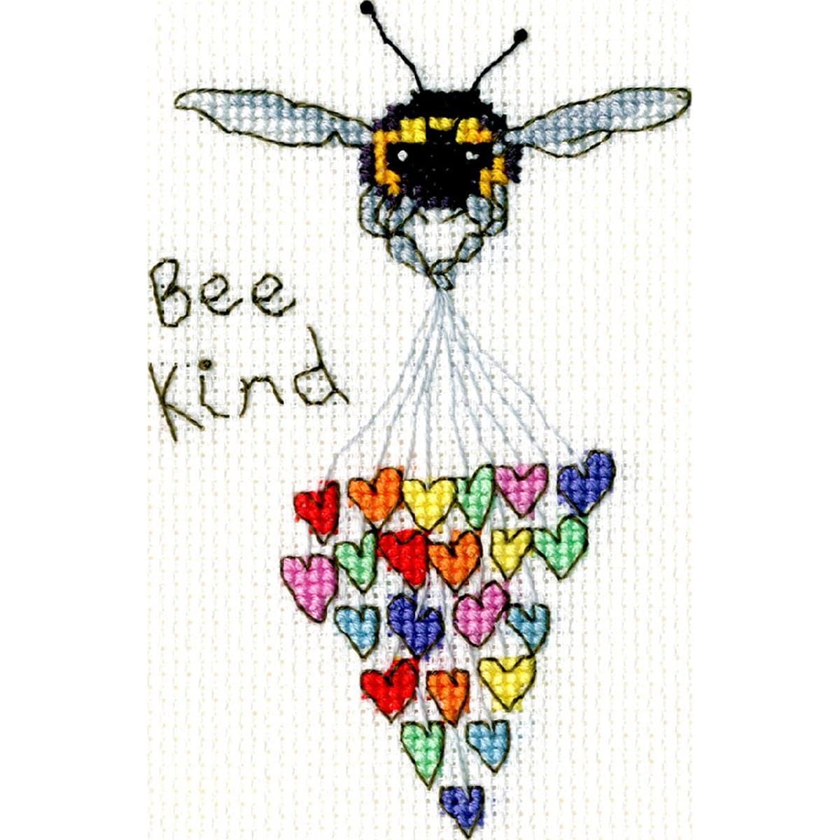 Bothy Threads White Cross Stitch Kit - Greeing Card - Bee Kind