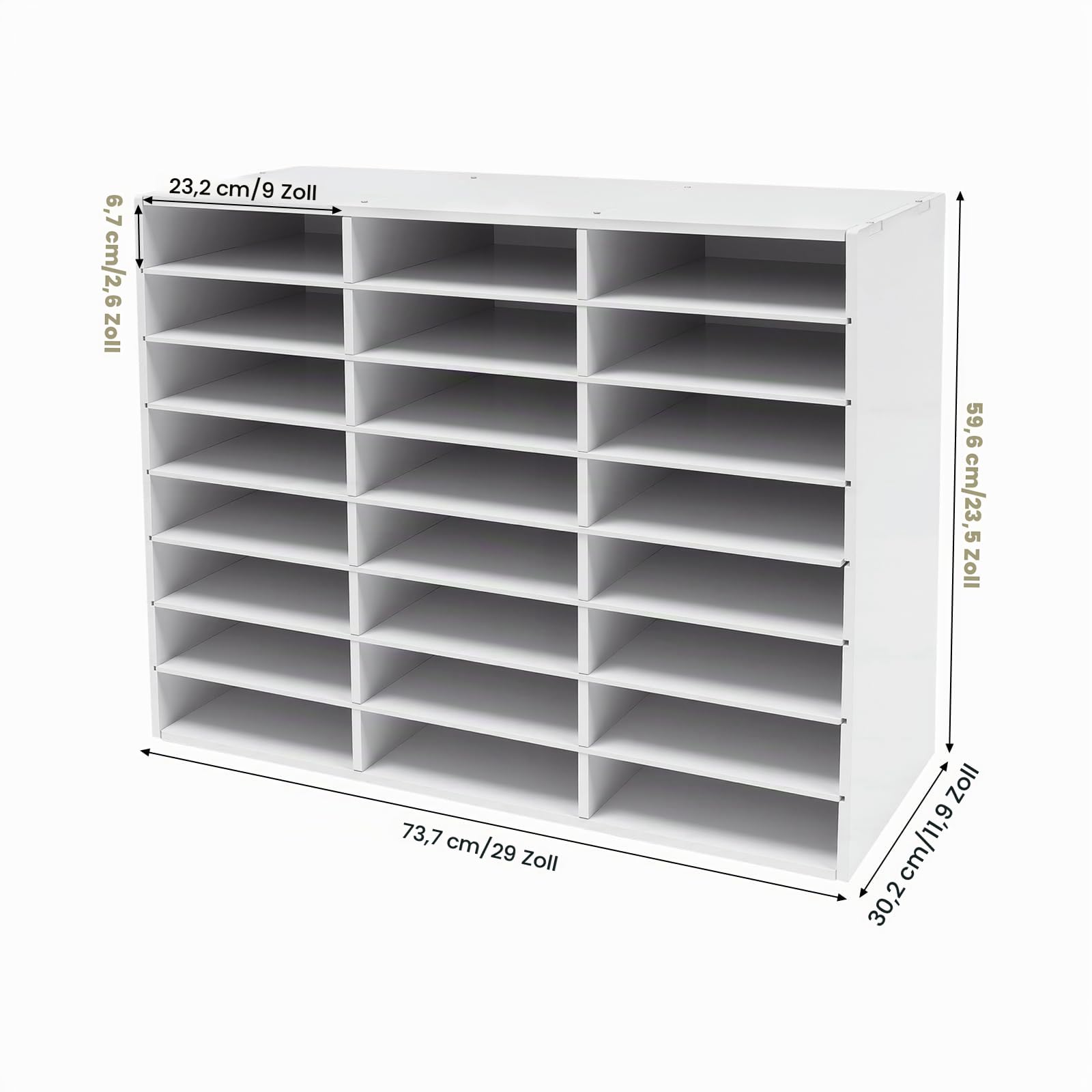 Ablagefächer, 24/36-Fächer-Literatur-Organisator, Büro Schreibtisch Organizer, Desktop-Aktenhalter Dokumentenlager, Dokumentenhalter, für Bücher, Zeitschriften (Weiß, 73.7 * 30.2 * 59.6cm)