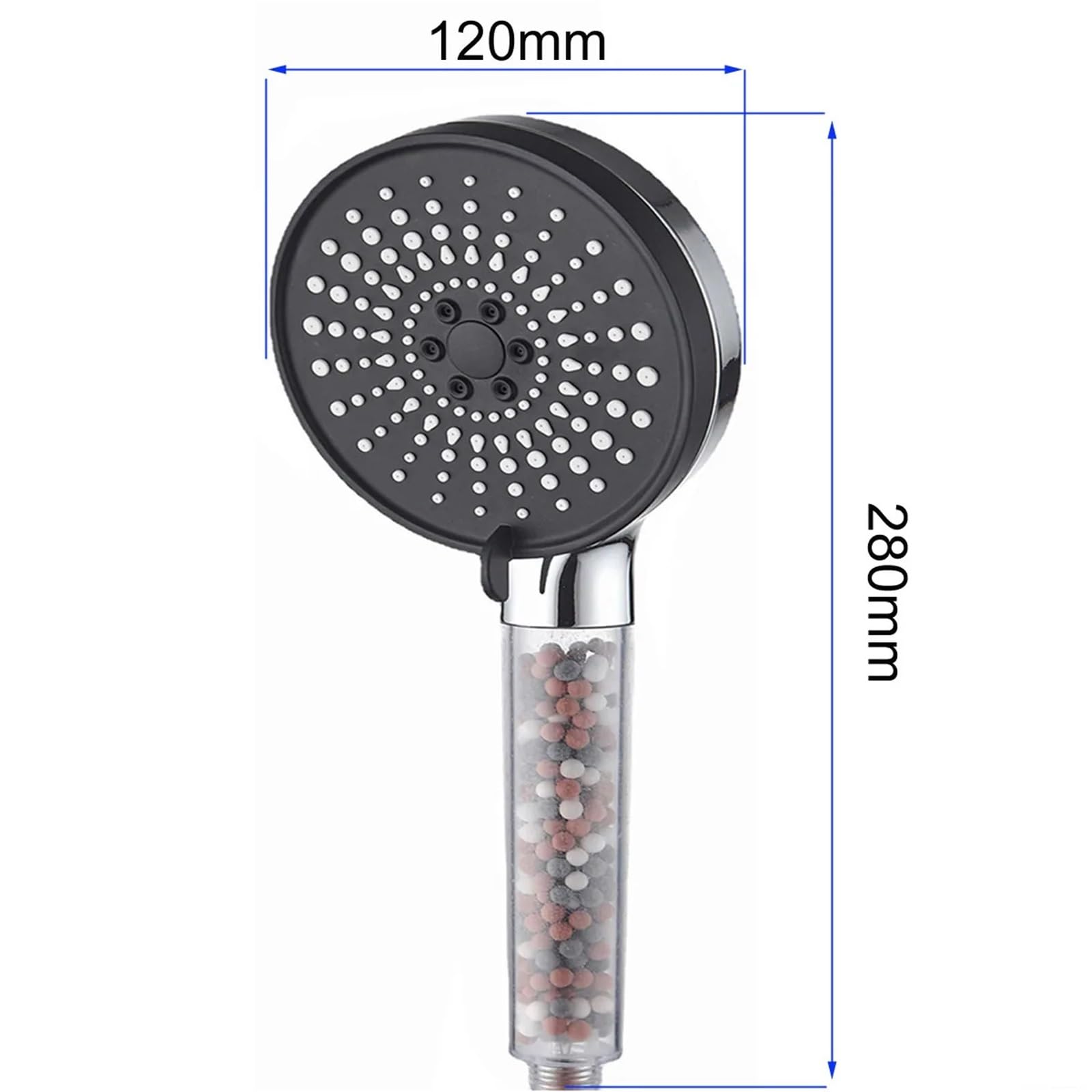 Alcachofa de ducha Bathroom Handheld 5-speed Adjustment Filter Booster Shower Head Hard Water Softening Set(Silver)