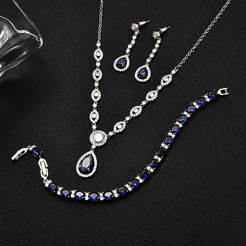 GULICX AAA Cubic Zirconia CZ Silver Plated Base Women's Party Jewelry Set Earrings Pendant Necklace2