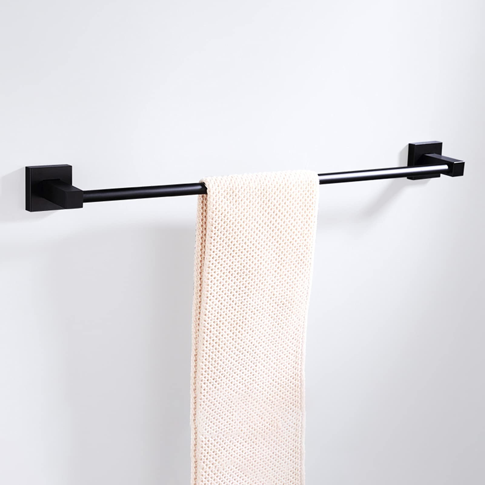 Naścienny wieszak na ręczniki - kwadratowy aluminiowy wieszak na ręczniki do łazienki lub kuchni stylowy czarny wieszak na ręczniki 60 cm/70 cm opcje rozmiaru wyposażenie łazienkowe rozwiązanie do