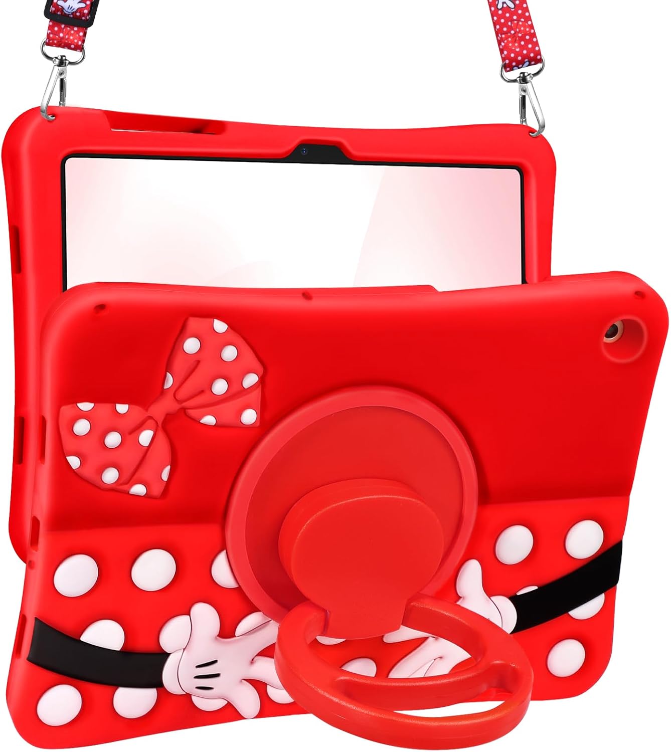 Cute Case for Galaxy Tab A9 Plus 11 Inch 2023 - Silicone 3D Design for Girls Women Teens Girly Kawaii Funny Cartoon Soft Stand with Lanyard Red Point for Samsung A9+ Tablet Case