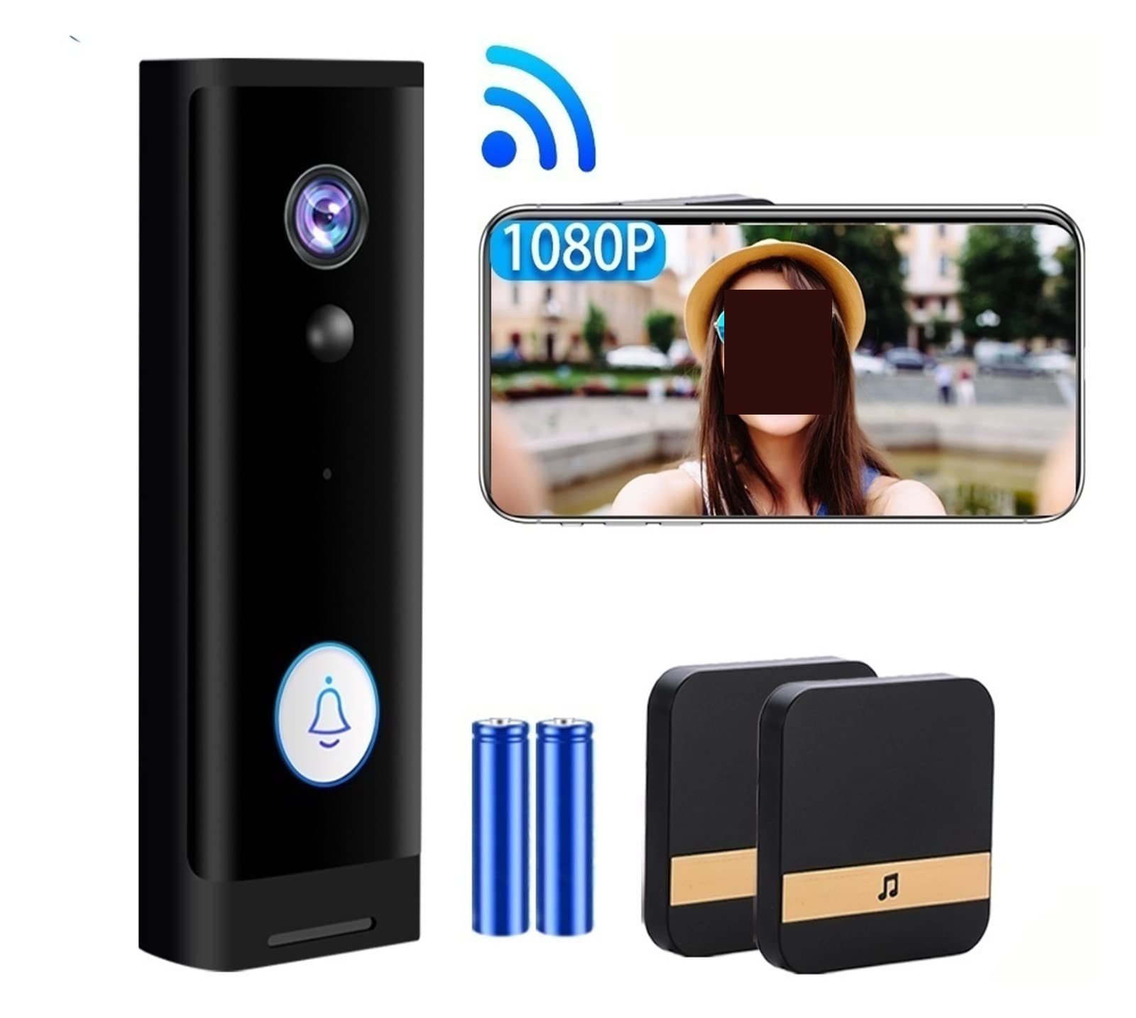 Videocamera per campanello senza fili, videocamera per campanello Tuya Smart Home Wireless Campanello per porta batteria 1080P Mini citofono per appartamento, facile da installare (opzione 3)