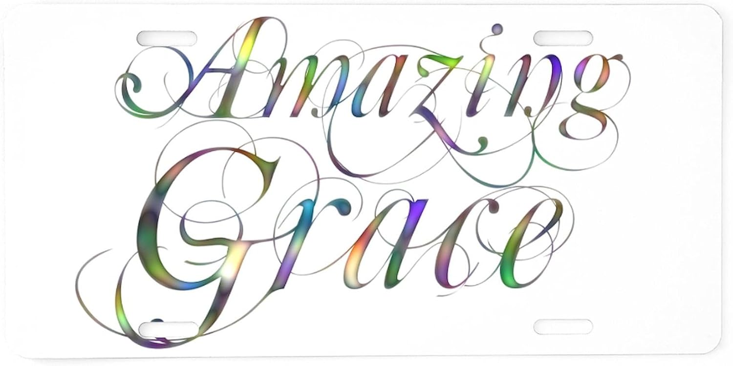 CafePress Amazing Grace Aluminum License Plate, Front License Plate, Vanity Tag