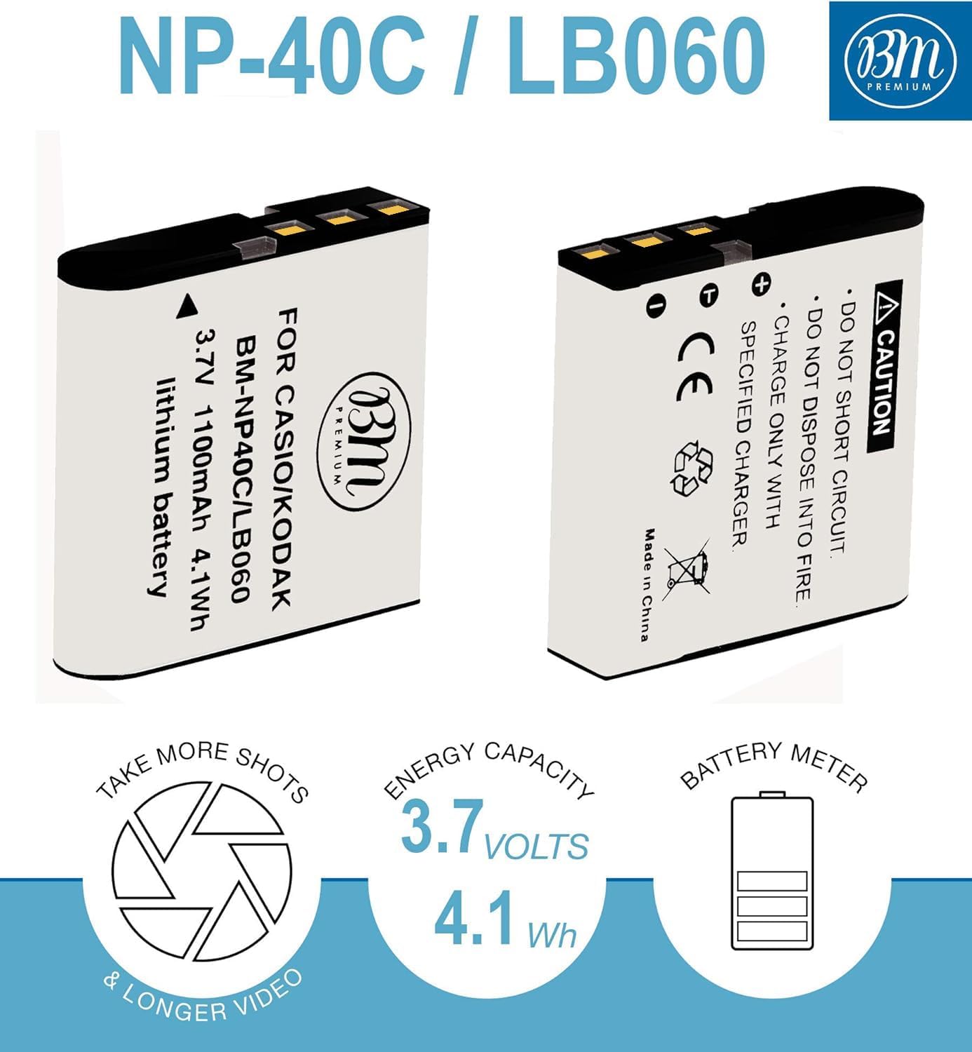BM Premium 2 Pack of LB-060 Batteries and Battery Charger for Kodak PixPro AZ251, AZ361, AZ362, AZ365, AZ421, AZ422, AZ425, AZ501, AZ521, AZ522, AZ525, AZ526, AZ527, AZ528 Cameras