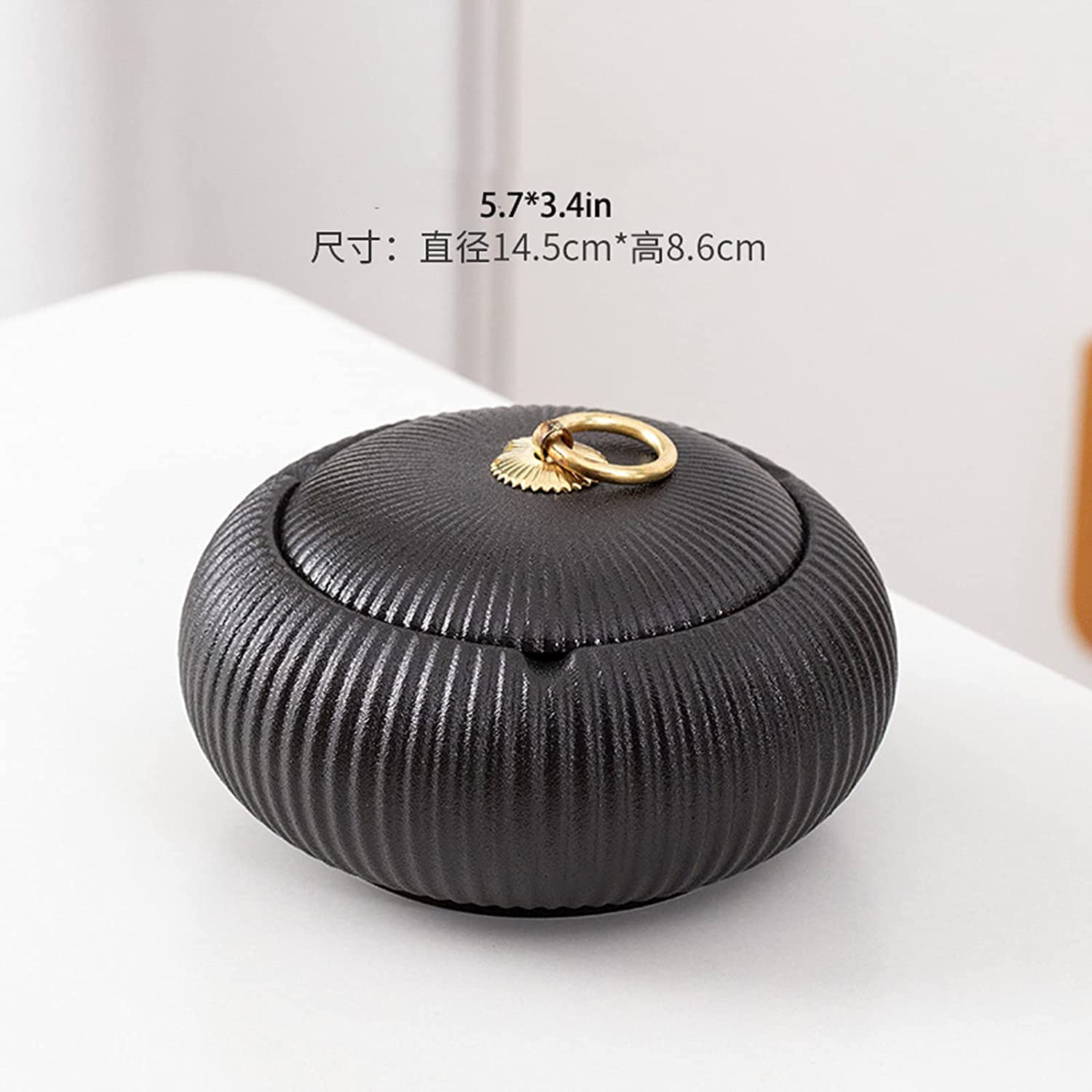 AAPIE Posacenere a Righe Posacenere da Esterno in Ceramica Senza Fumo Posacenere con Coperchio Posacenere da Esterno per Sigarette Patio Home Office Bar