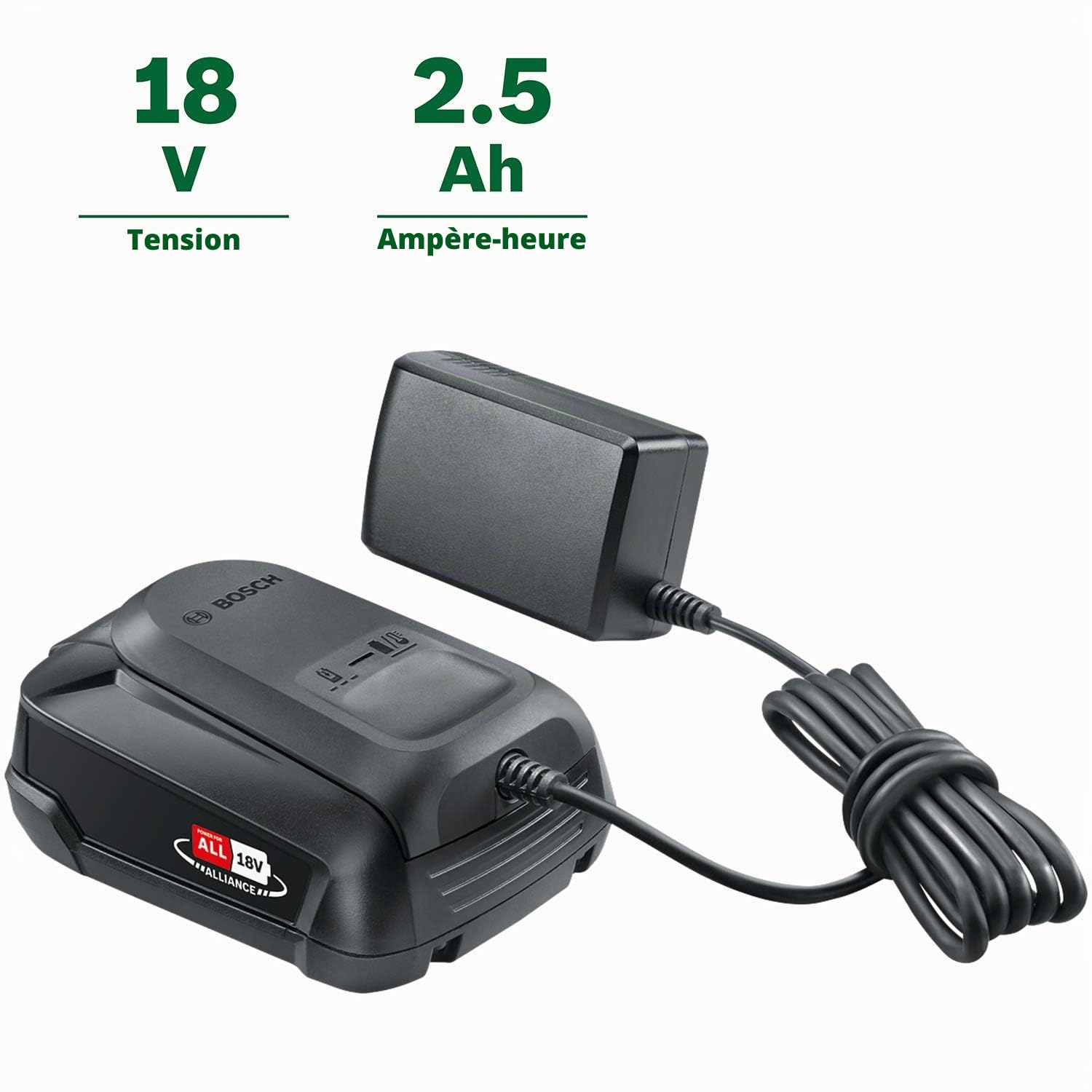 Bosch Home and Garden Kit de départ Batterie et Chargeur 18 V Bosch (système 18 V, Batterie 2,5 Ah, Chargeur, dans boîte en Carton)