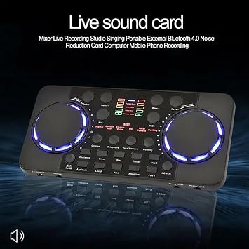 DJ Controllers, Live Sound Card New V300 Pro Live Streaming Sound Card Multifunctional 10 Sound Effects 4.0 Aud-io Interface Mixer For DJ