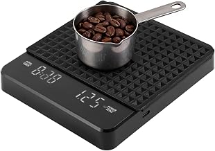 Digital Coffee Scale with Timer, Accuracy 0.1g Up to 3kg, Portable and USB Rechargeable, LCD Display, Multifunctional Kitchen Scale for Espresso, Over and Filtered Coffee