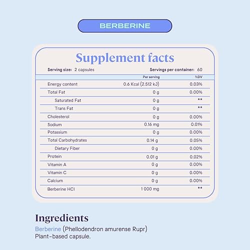 Miniatura 6 de erberina 1000 mg - 120 cápsulas veganas con 500 mg de extracto de berberina pura - Suplemento de berberina sin azúcar, OMG o gluten