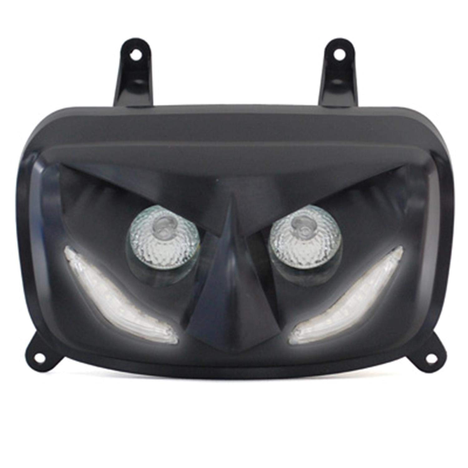 REPLAY - Doppia Ottica r8 per MBK 50 Booster 2004+-Yamaha 50 bws 2004+ Nero con LED Bianchi