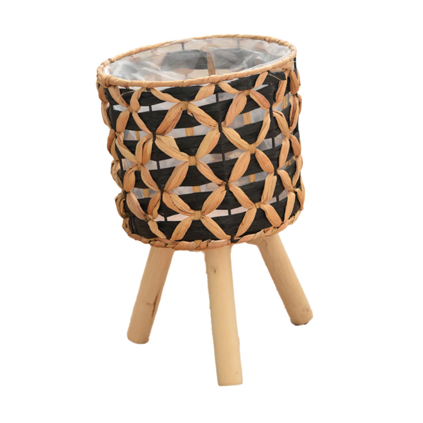 HDOYTXXM Gourd Grass Plant Holder with Wood Legs Decorative Floor Planter Basket Balcony Flower Pots Display Rack Home Decoration Gourd Grass Plant Stand