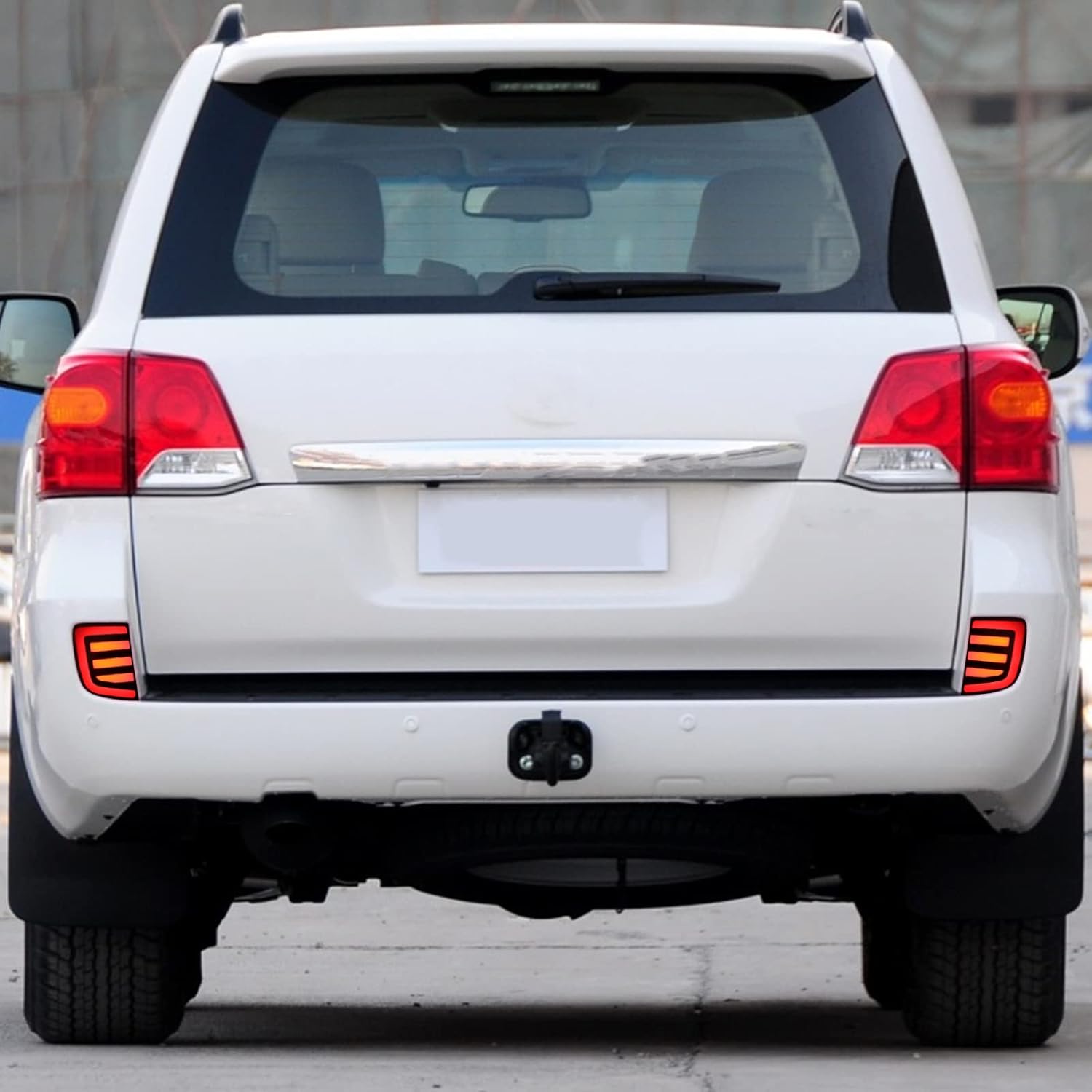 Red Housing Full LED Rear Reflector Fog DRL Kit for Toyota Land Cruiser 2008-2015 Lexus LX 570 Function as Sequential Turn Signal Lights,Daytime Running Light,Brake Light Kit (Red Style)