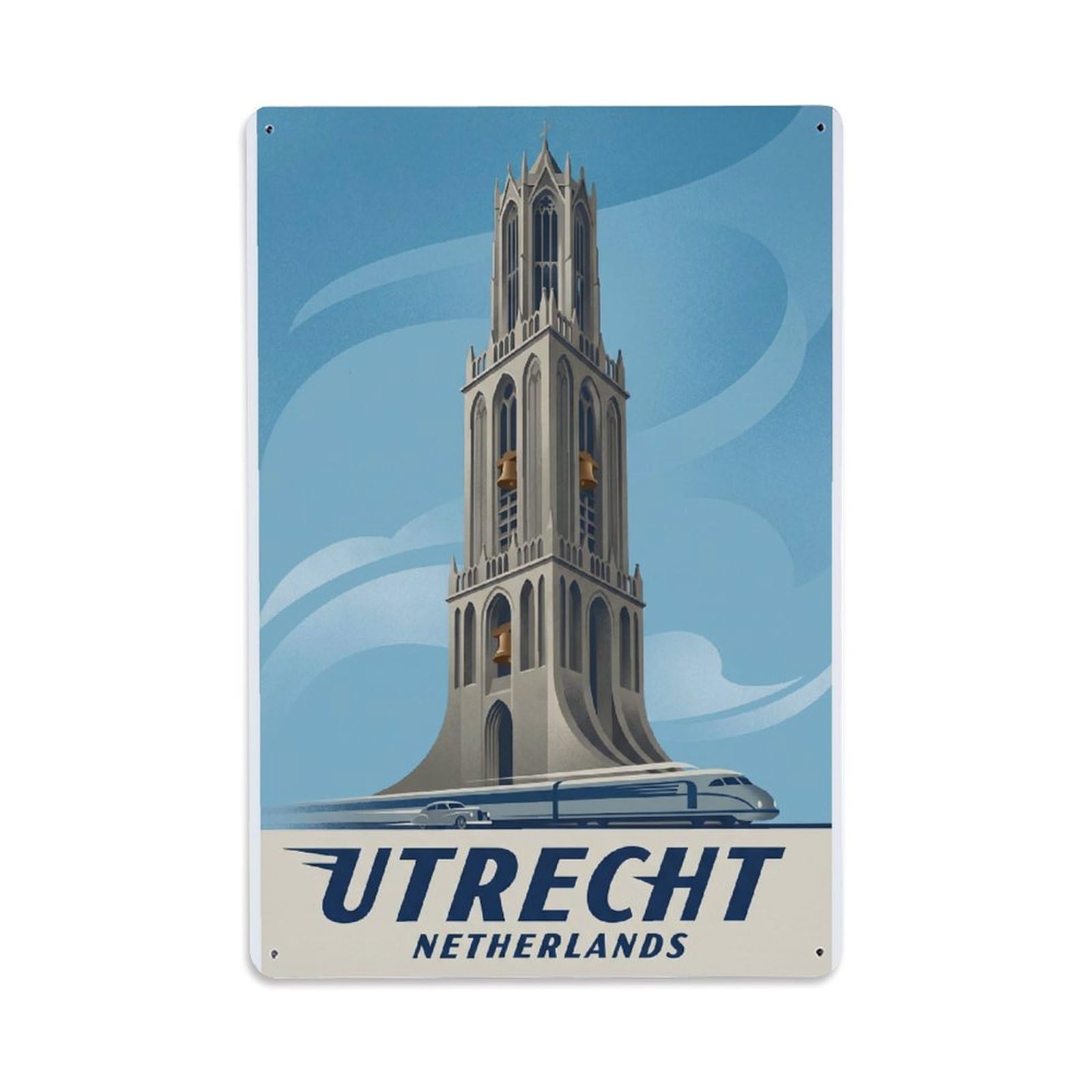 Retro Netherlands Utrecht Travel Metal Tin Sign Plaque Wall Decor for Cafe, Club Bar, Office, Garden Metal Poster 8x12Inch