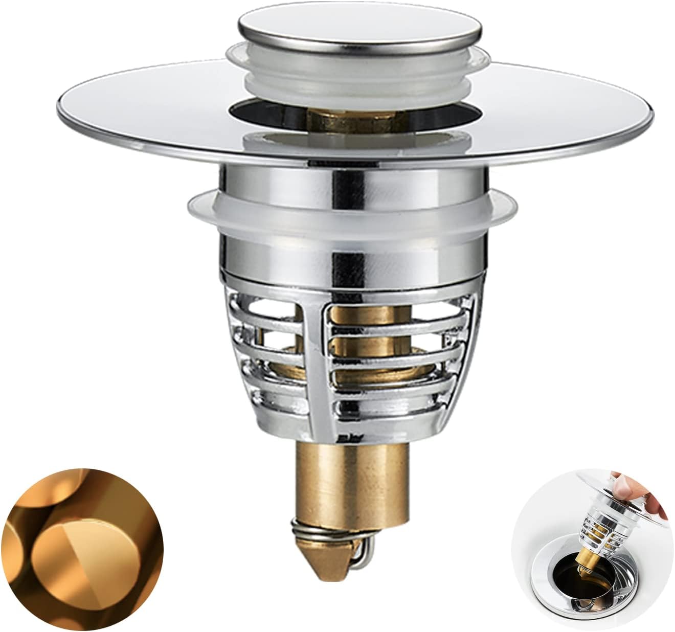 Bathroom Sink Drain Stopper, Universal Stainless Steel