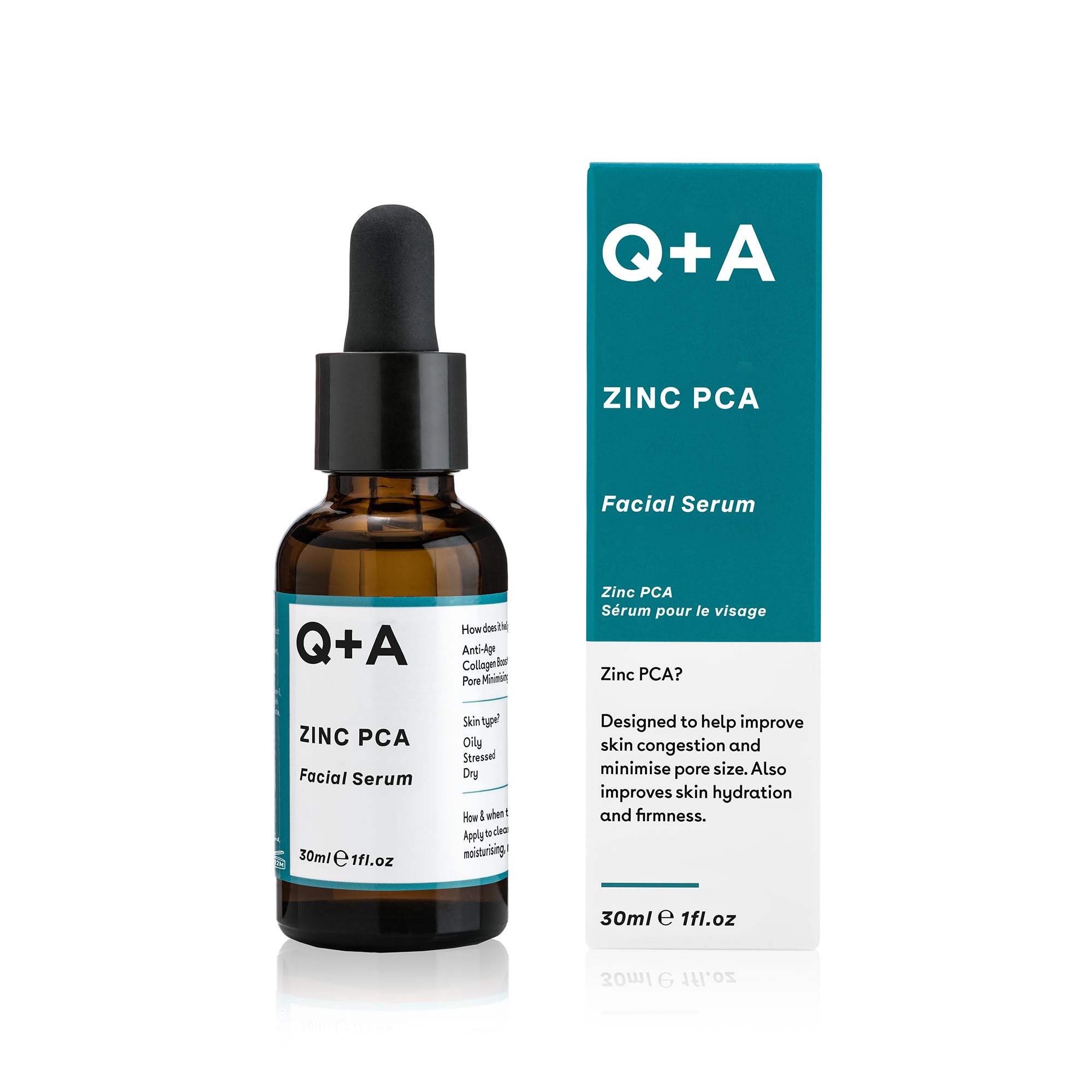 Zinc PCA Facial Serum (30ml), 99% Natural, Pore-Refining & Firming Serum with Zinc PCA and Reishi & Shiitake Mushrooms, Reduces Redness & Blemishes, Fragrance Free, Vegan & Cruelty Free Skincare
