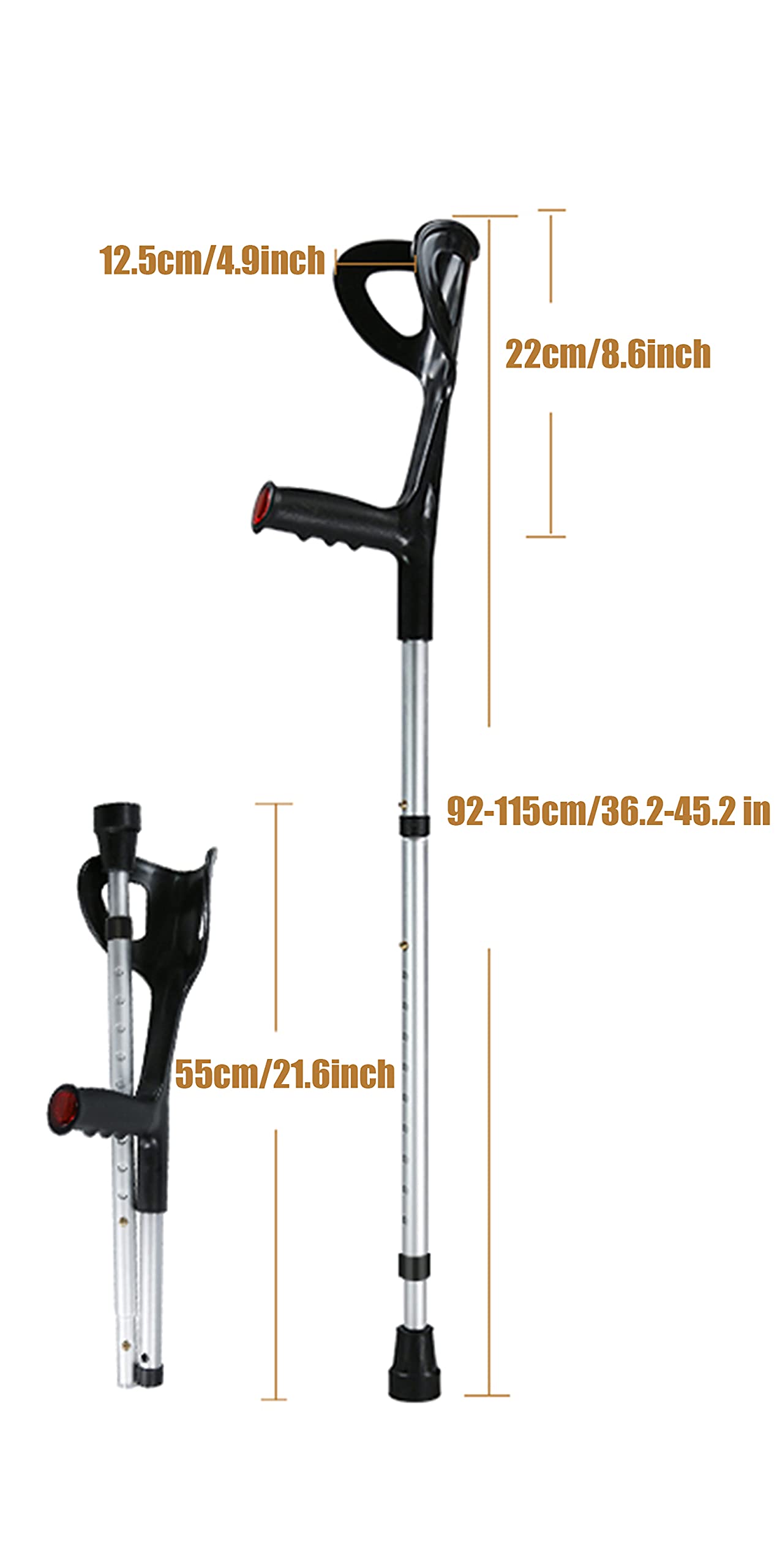 Muleta Codo Plegable, Muletas De Agarre Suave, Ayuda De Movilidad Antideslizante Ajustable De 10 Alturas para Ancianos Muleta para Brazo Muleta Plegable para Adultos Discapacitados Star of Light