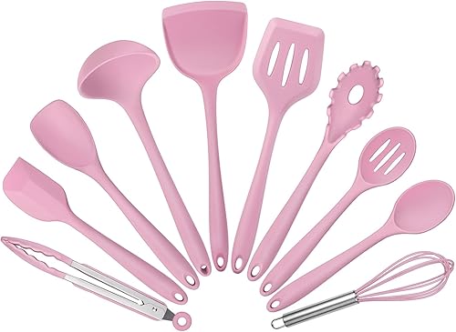 Miniatura 9 de Juego de 10 utensilios de cocina de silicona, juego de utensilios de cocina para cocinar, herramientas de cocina de silicona resistentes al calor de