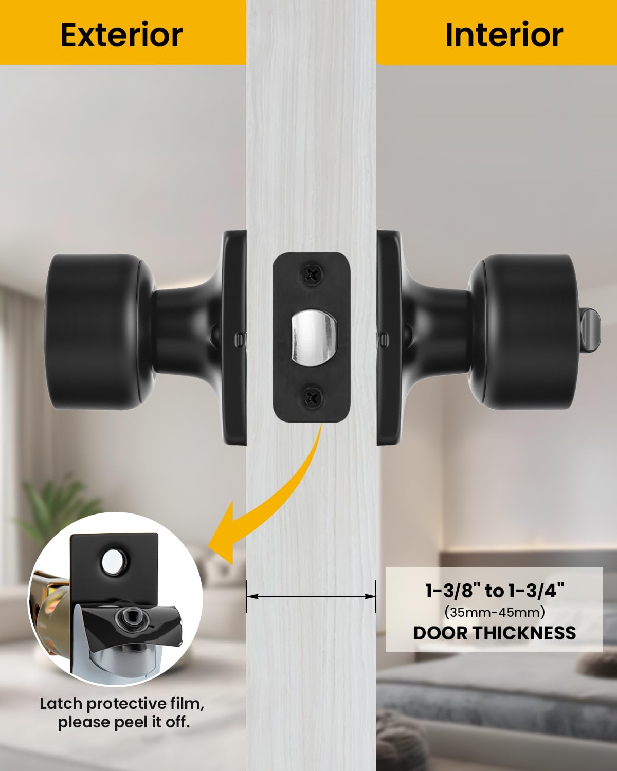 Goldenwarm Matte Black Door Knobs - 10 Pack -6