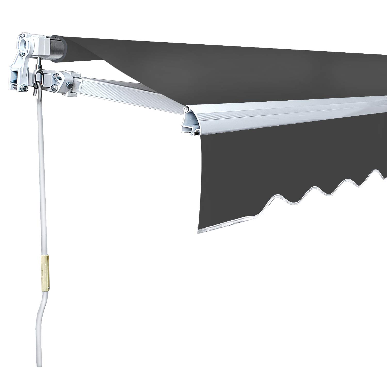 3,5 x 3 m, con Brazo articulado, toldo para balcón, terraza, con protección UVA UVB y Material Resistente al Agua, Marco y manivela de Aluminio, Color Gris