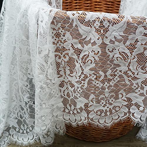 300Cmx150Cm Soft Lace Fabric French Chantilly Eyelash Lace Fabrics Lace Trim Ribbon For Floral Bridal Wedding Dress Flower African Lace Table Cloth Diy Crafts Curtain Home Vintage Decor (Flower 5) #TOP5