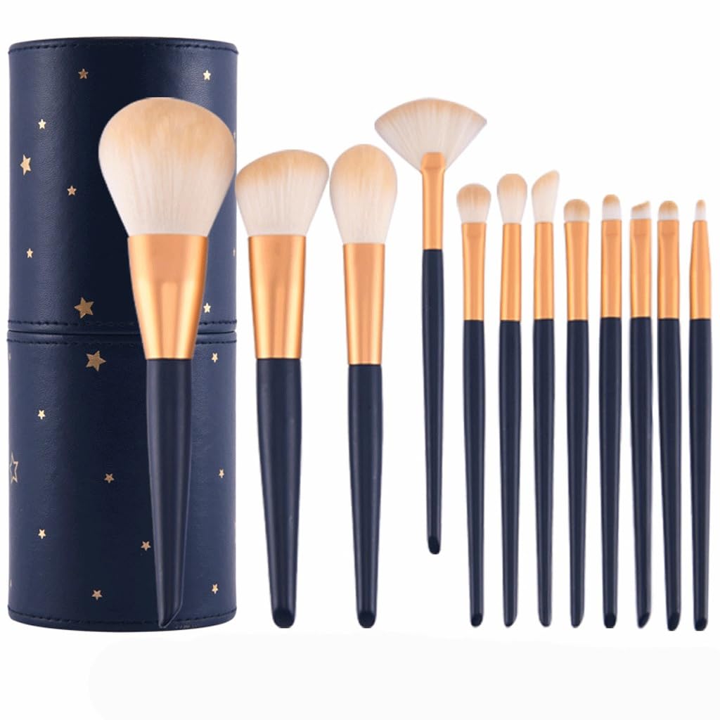 Juego de 12 brochas de Maquillaje, Juego de Herramientas de Maquillaje, brocha de Maquillaje, Juego Completo, Colorete en Polvo Suave, brocha for Sombra de Ojos