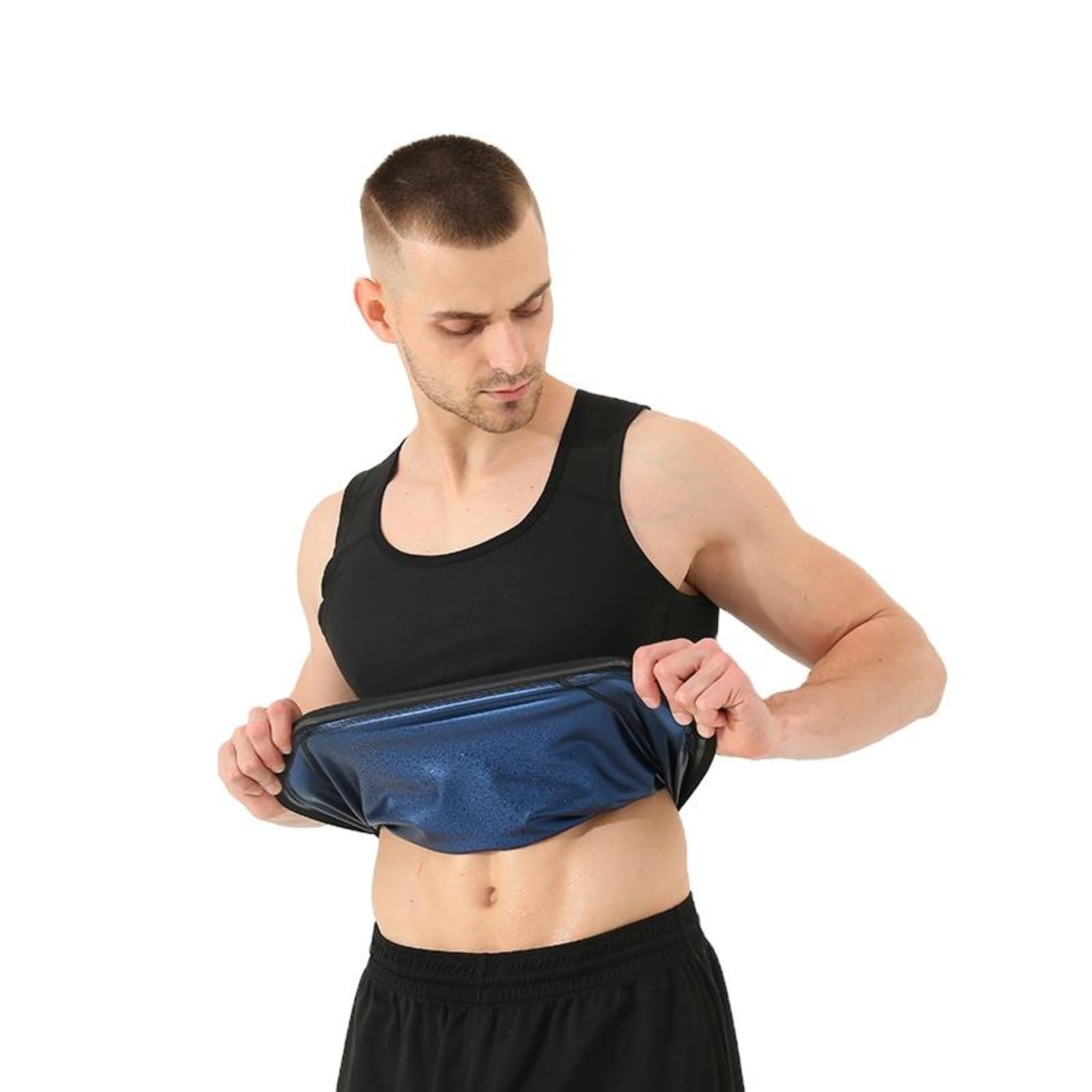 gvv Sweat Shaper Premium Sauna Tank Top for Men Slimming Sauna Shirt Sweat Vest for Workouts Body Shaper Sleeveless Compression Gym Top Fat Burning Shapewear-picture-49