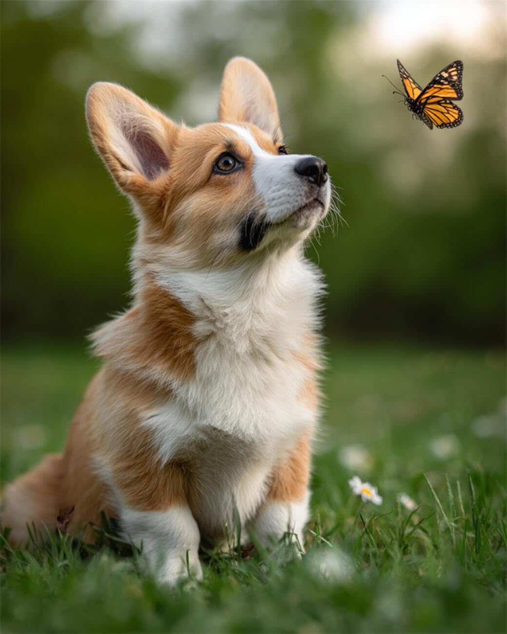 RKFLGEW DIY Bead Embroidery Kit Corgi Portrait 30x40cm