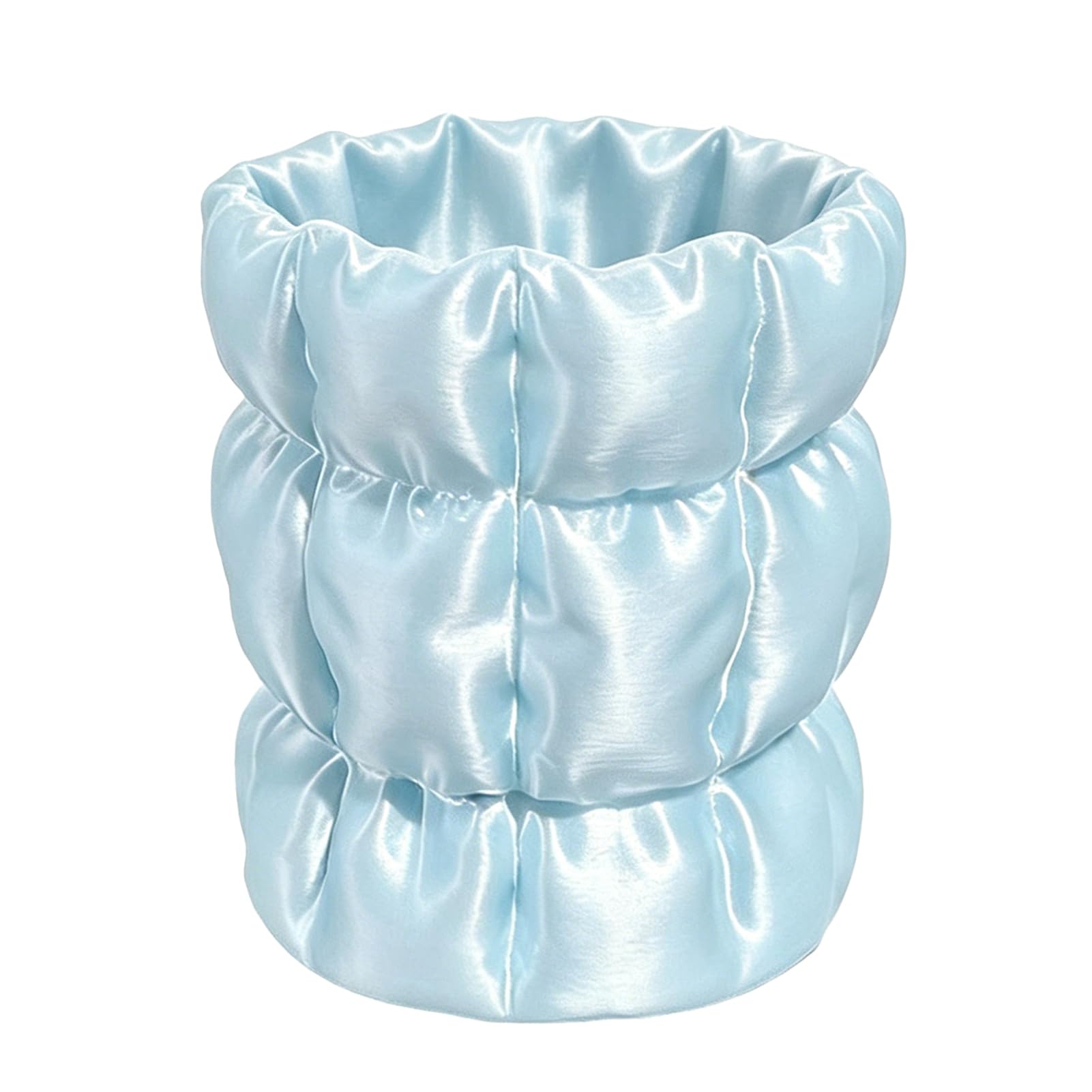 Glifora Macaron Colour Pen Holder - Cloud Pleat Design Pencil Holder, Soft Satin Compact Desktop Organiser for Pens and Makeup Brushes