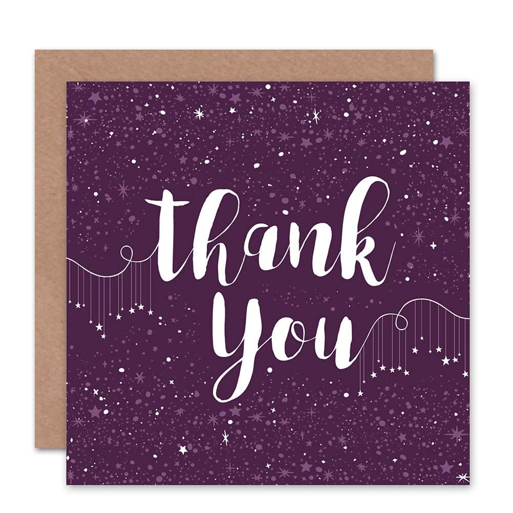 Wee Blue Coo Blue/Dark/Purple Wee Coo Thank You Card - Stars Pattern Typography