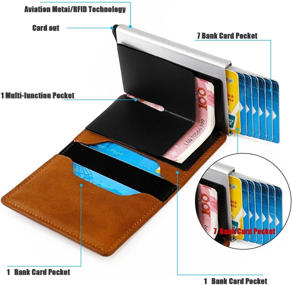 Ladies RFID Anti-theft Swipe Wallet Automatic Card Case Business Credit Fashion Metal image 3