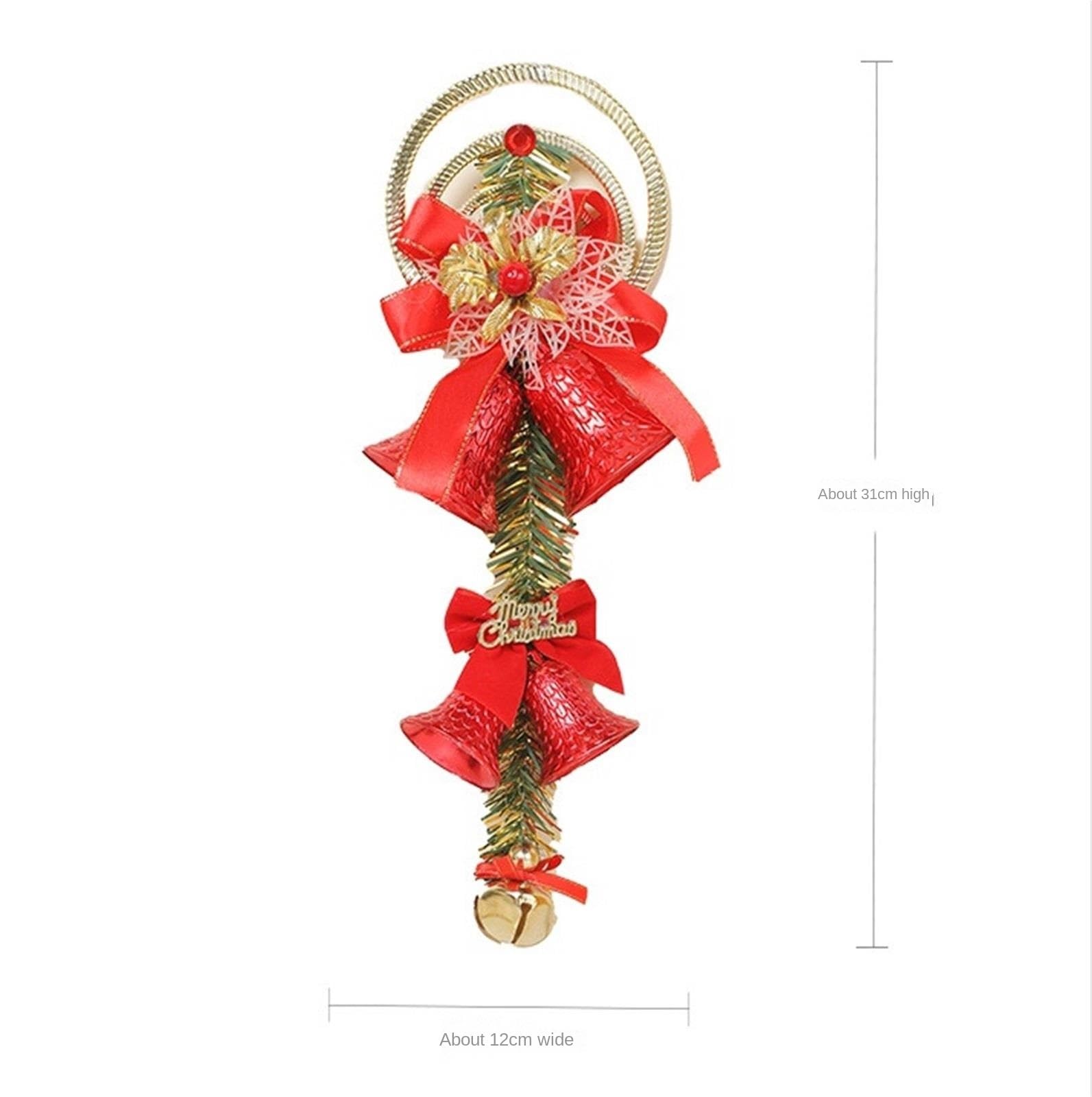 Campanelle Natale Campane Sospese con Decorazione for Ornamento Natalizio da 2 Pezzi Fiocco for L'anniversario di Natale Decorazioni(Rot)