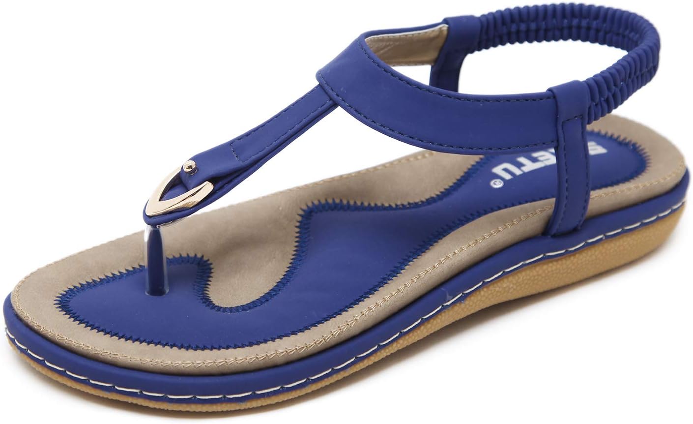 ZAPZEALWomen's Summer Boho Thongs Sandals Peep-Toe Flip Flops Flat Shoes with T-Strap Size 2-8 UK
