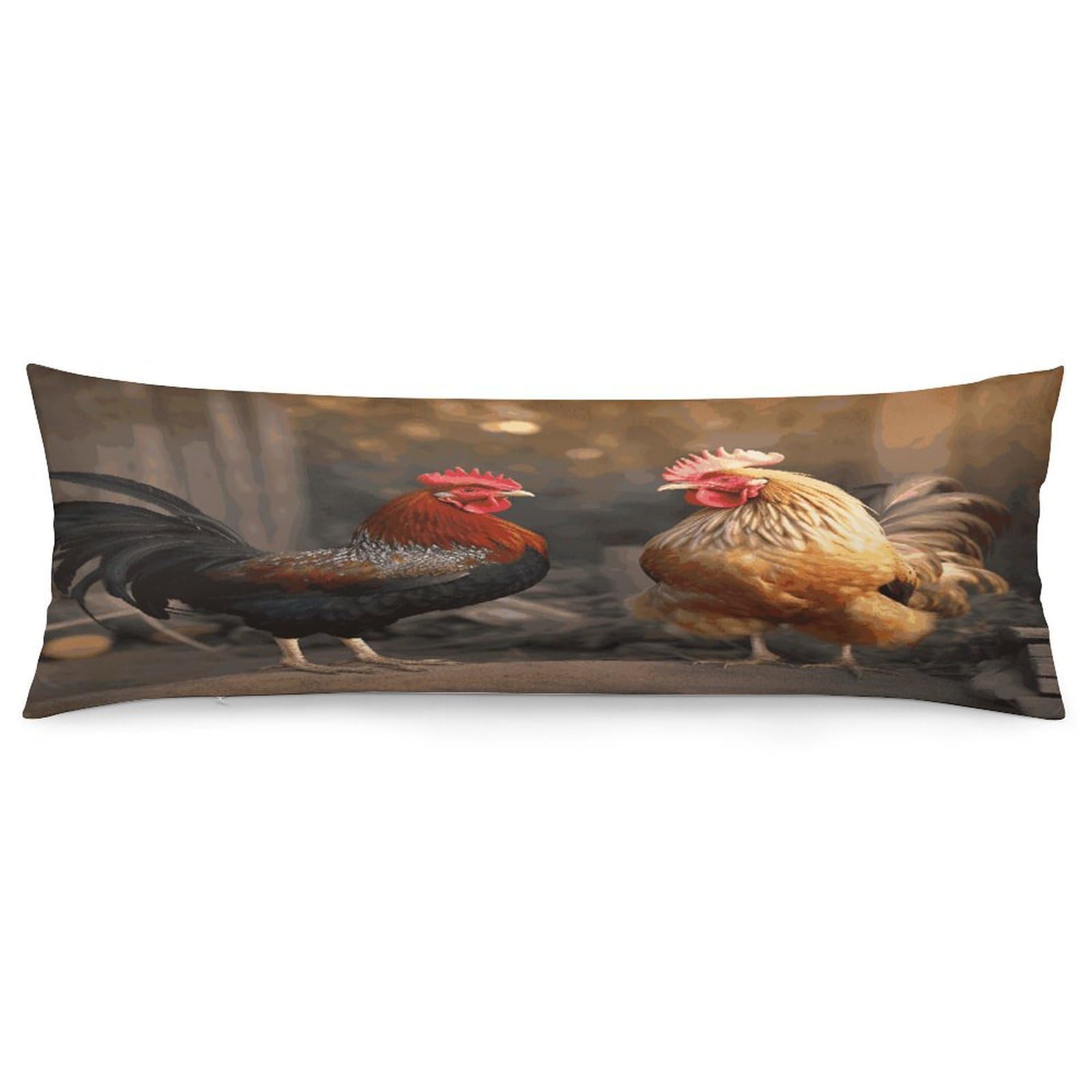 Rooster and Chicken Pillowcase Decorative Long Body Pillow Case Soft Breathable Body Pillow Cover Modern Large Pillowcase Cute Body Pillow Pillowcases for Bedroom Couch 18.9 X 53 Inch