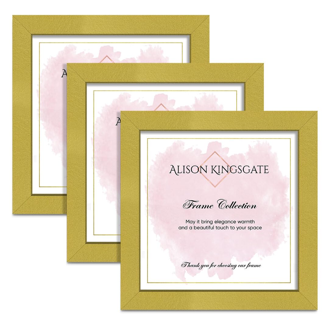 Alison Kingsgate 15X15 Gold Modern Photo Frames Pack of 3 - Engineered Wood Picture Frame with Perspex Front - Ideal for Certificates - Wall Mount or Tabletop - Multiple Sizes & Colors — image 1