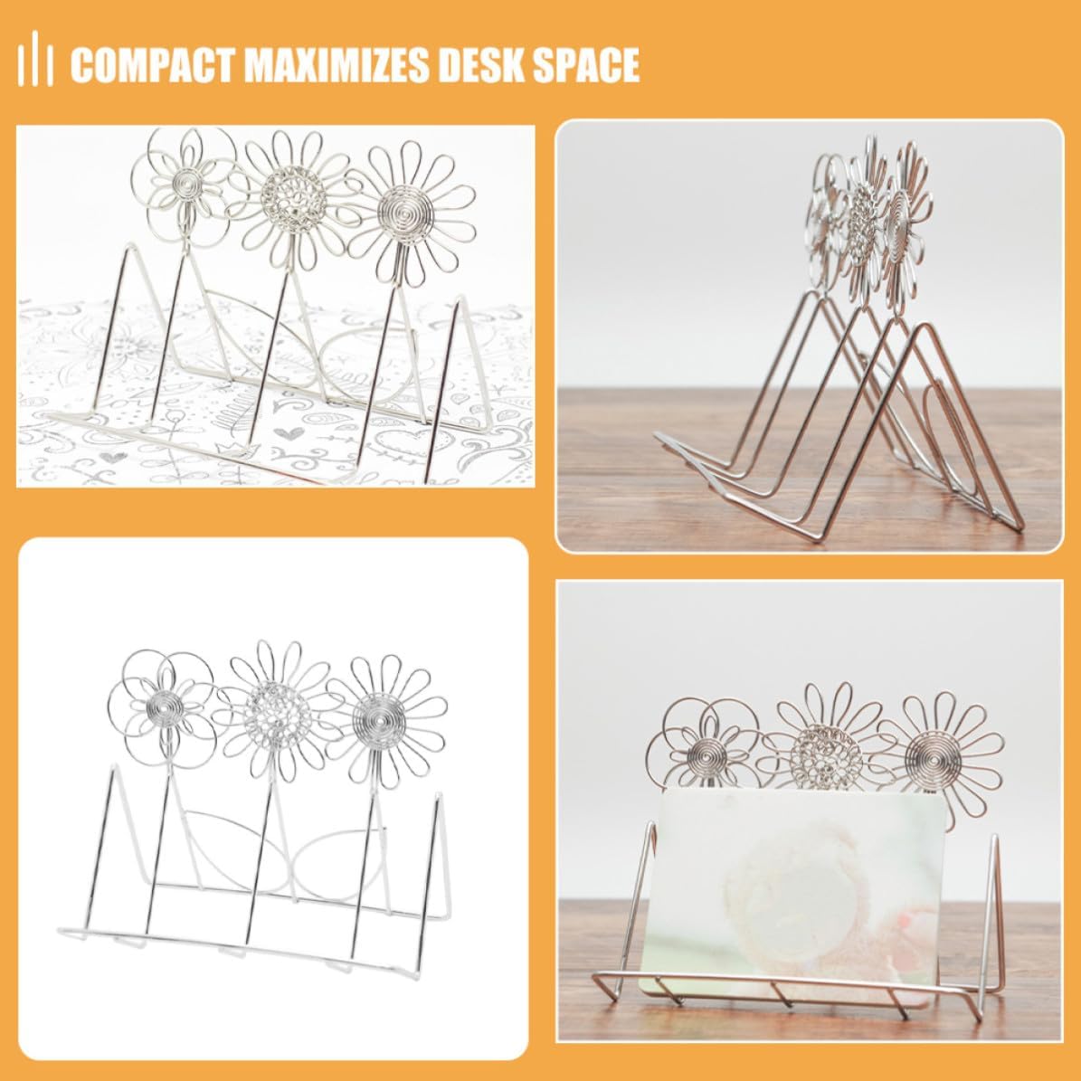 Vertical Business Card Holder Stainless Stand Steel for Desk Office image 3