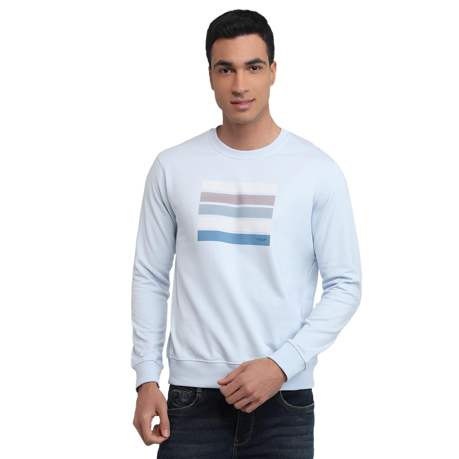 park avenue Men Slim Fit Print Pattern Cotton Polyester Blend Round Neck Full Sleeve Casual Sweat Shirt-picture-13