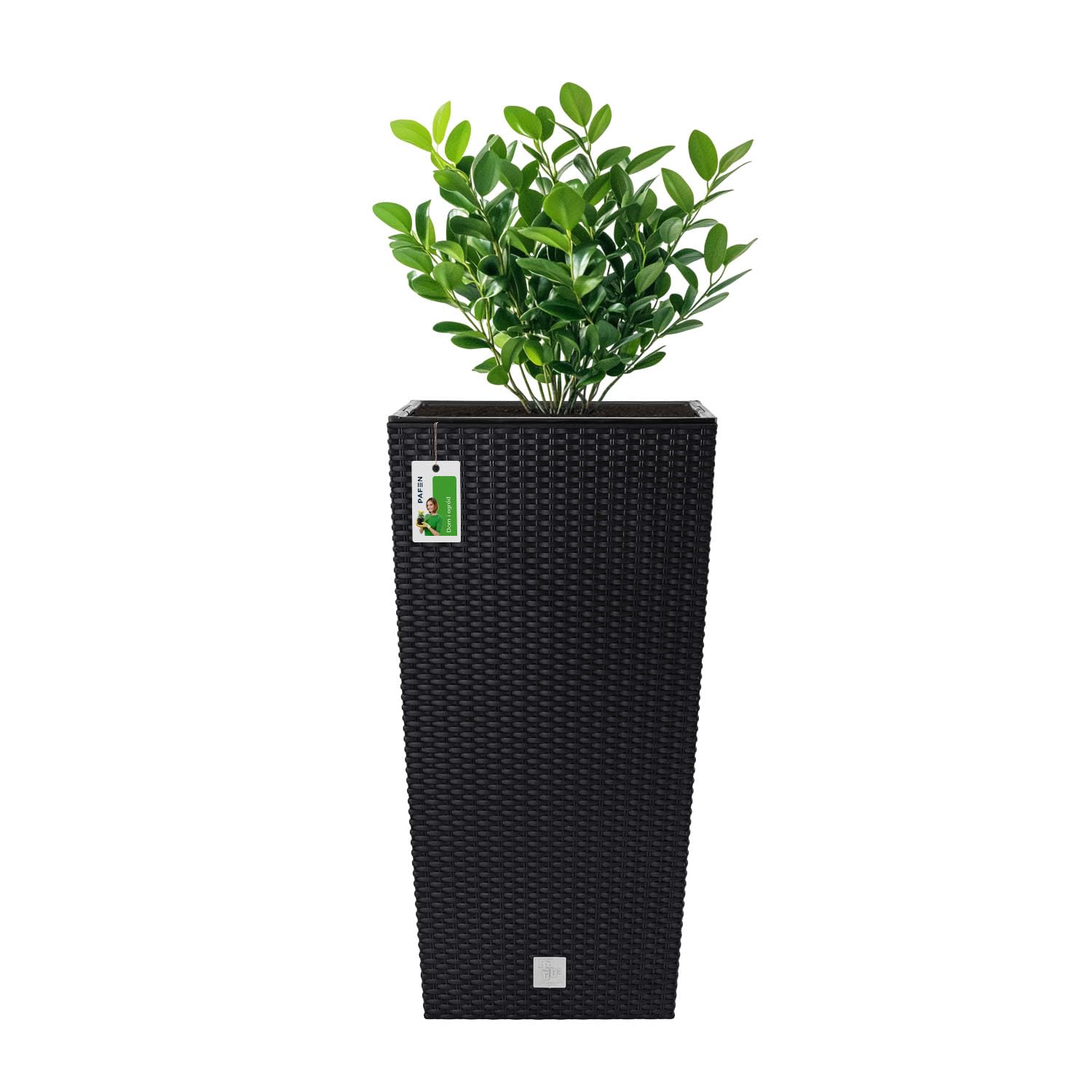 PAFEN Blumenkübel Pflanzkübel Rattan-Optik inkl. Einsatz 37L Pflanzenbehälter Kunststoff (Anthrazit)