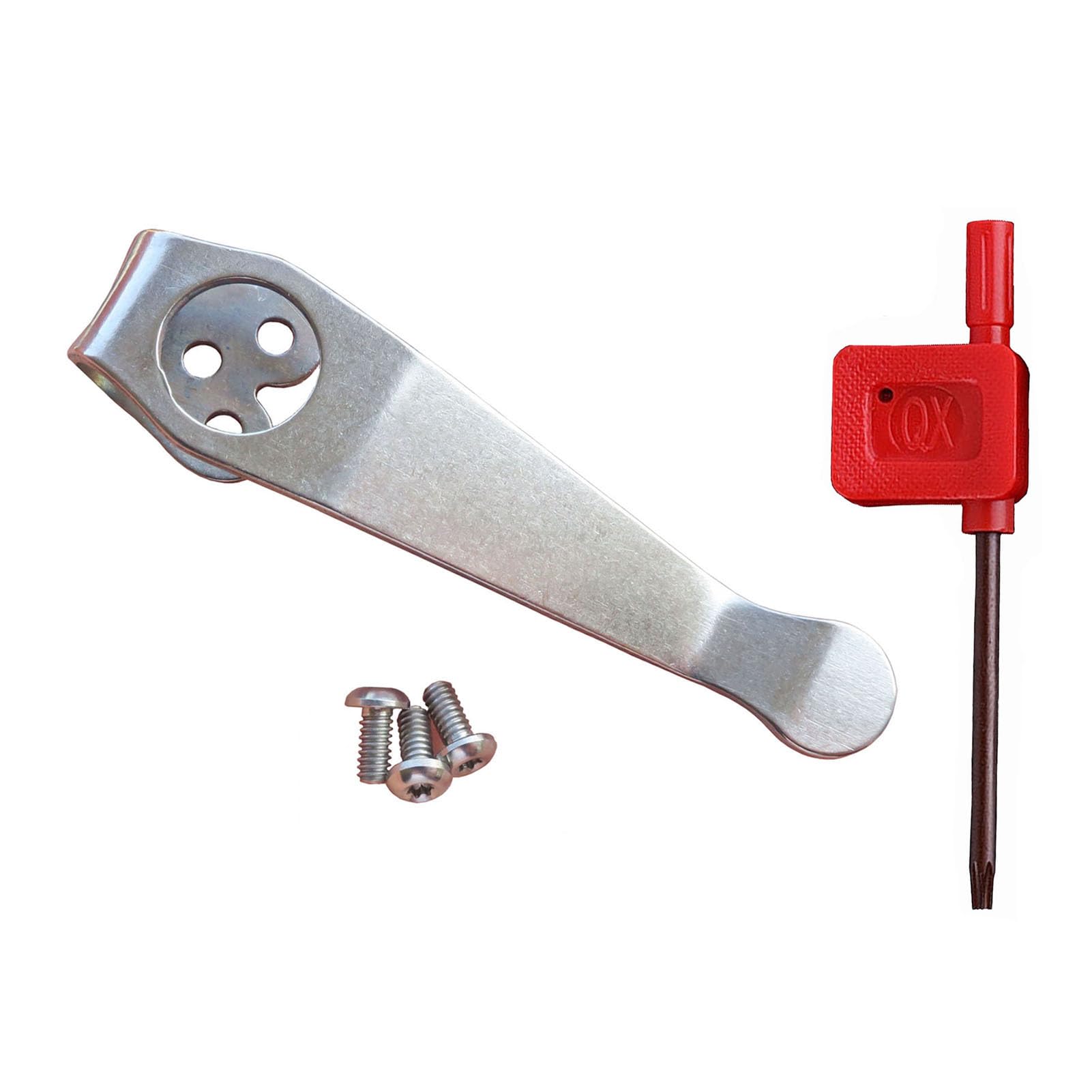 Knife Deep Carry Pocket Clip Replacement 3 Hole,Titanium EDC Folding Knife Clip w/Screws for Spyderco Paramilitary 2, C81 C10, Stonewashed