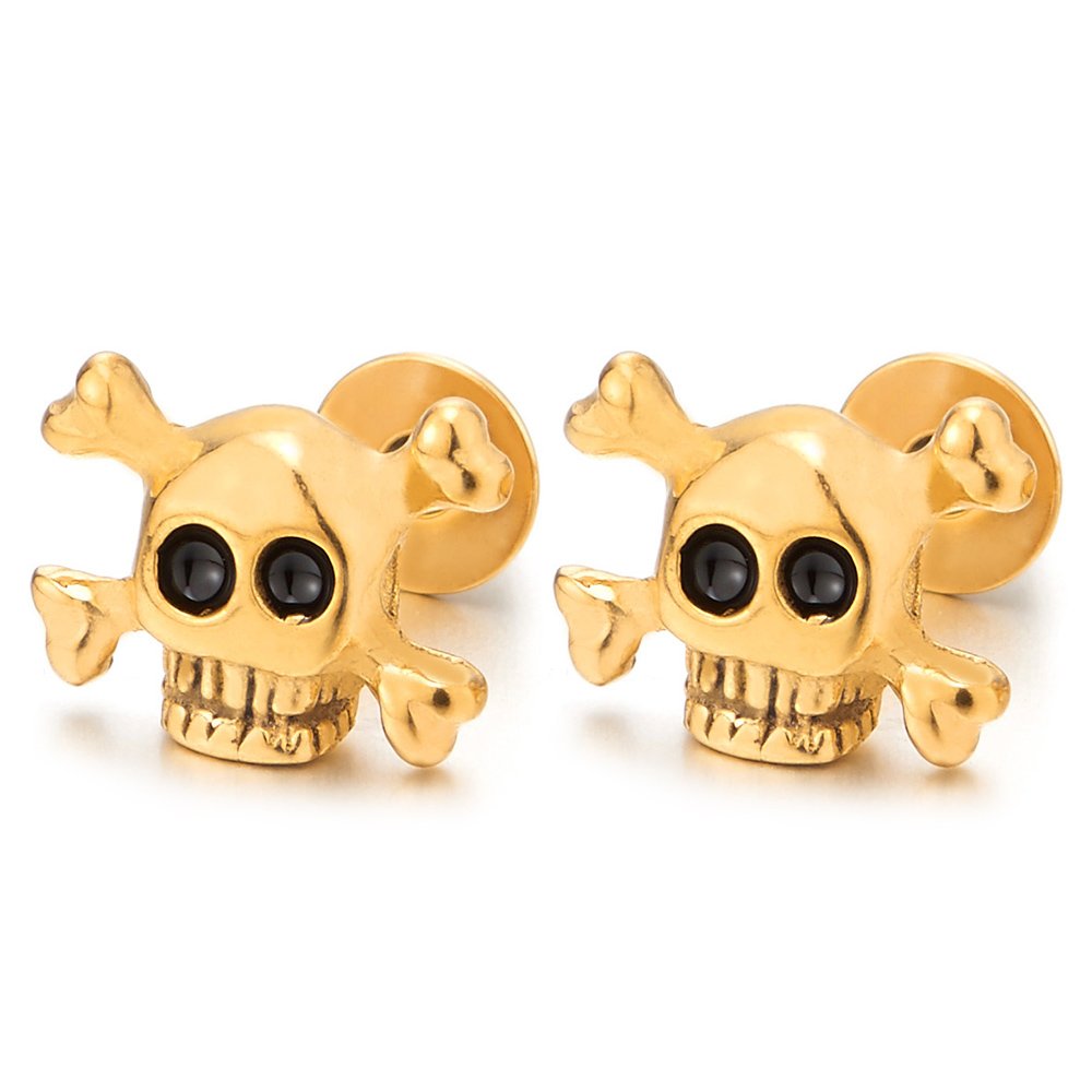 COOLSTEELANDBEYOND Pendientes góticos punk rock pirata, para hombre y mujer, de acero inoxidable