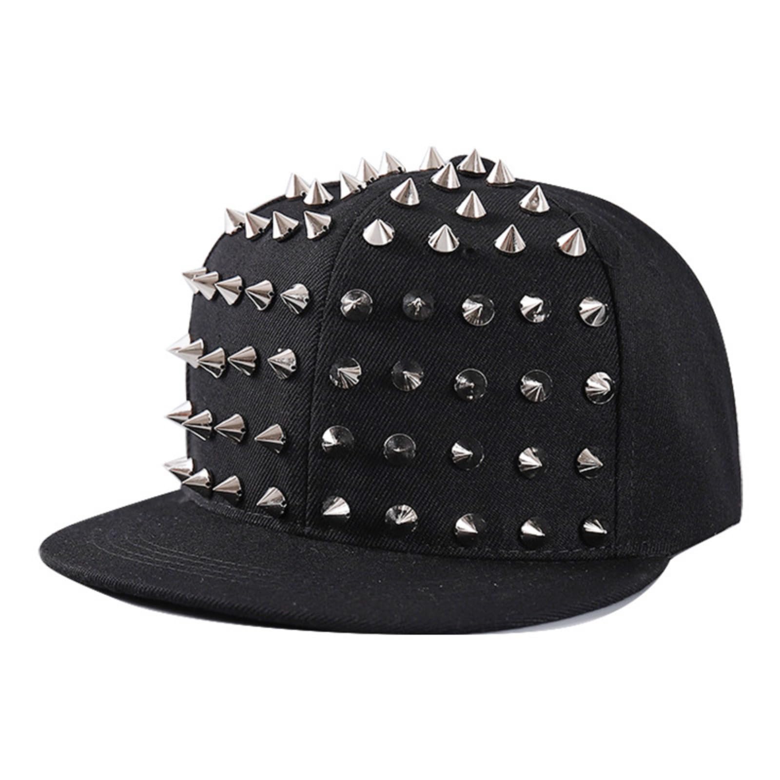 Punk Studded Hip-hop Hat, Studded Punk Hat, Baseball Cap for Hip-hop Dance, Baseball Style Hat Cap, silver, Large