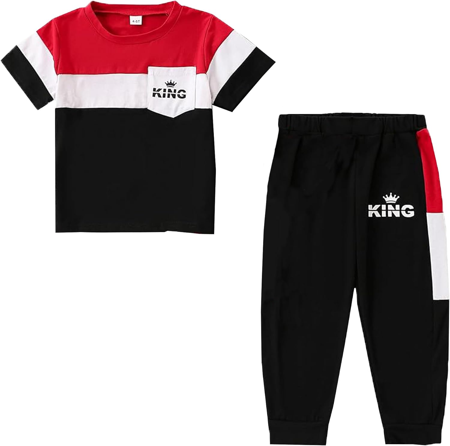 Boys Short Sleeve T-Shirt & Pants 4-Piece Set Boys Casual Clothes Size 4-8 Years Kid Outfits - Image 2