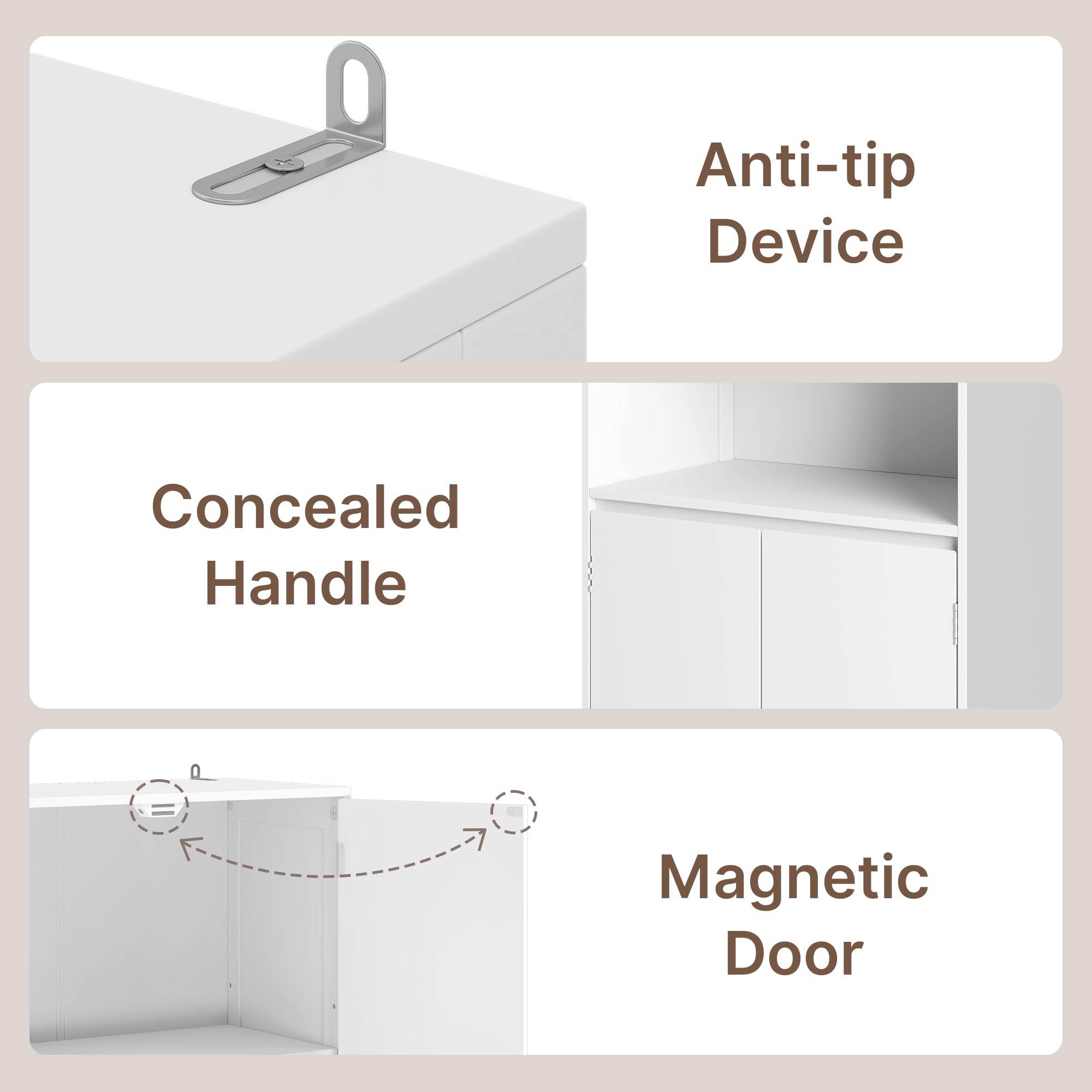 Xbro Mobile bagno 190×30×57 cm, contenitore bagno con ripiani regolabili, cassetti e vani aperti, armadio alto versatile per bagno, cucina e soggiorno, montaggio semplice, bianco