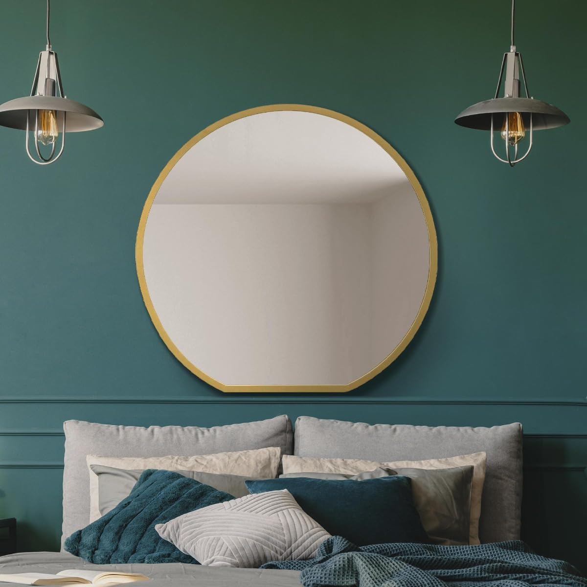 Gold Flat Bottom Circular Wall Mirror 84CM X 80CM - MirrorOutlet